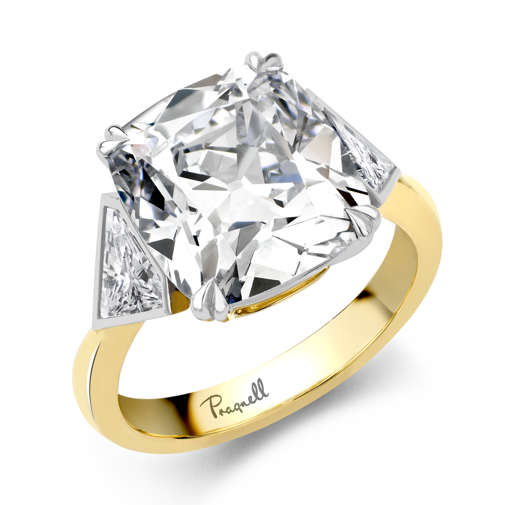 Masterpiece Silhouette Setting 6.98ct Diamond Solitaire Ring Cushion Antique Cut, Claw Set_1