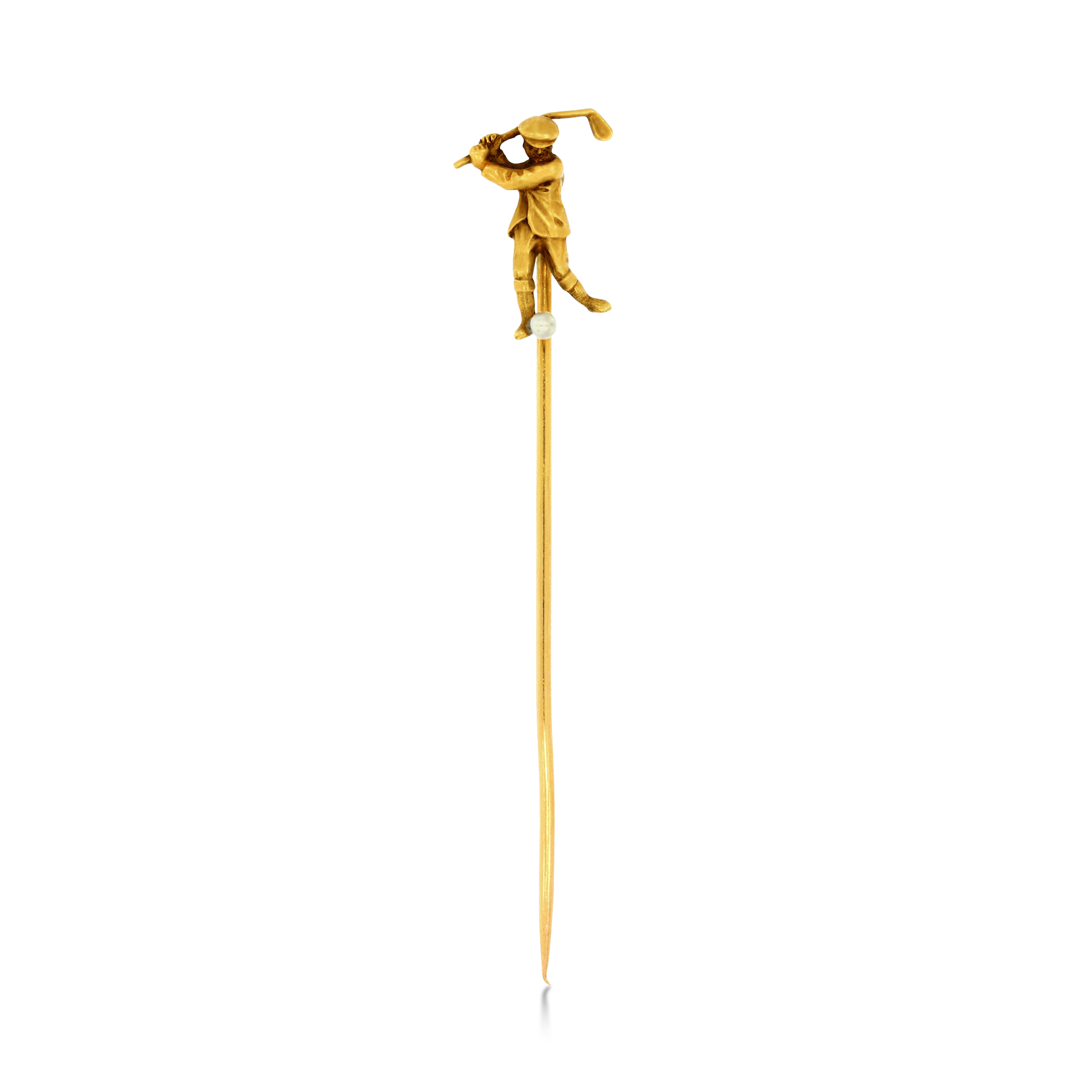 Belle Epoch Golfer Pin Stick Pin, with Seed Pearl Detail_1
