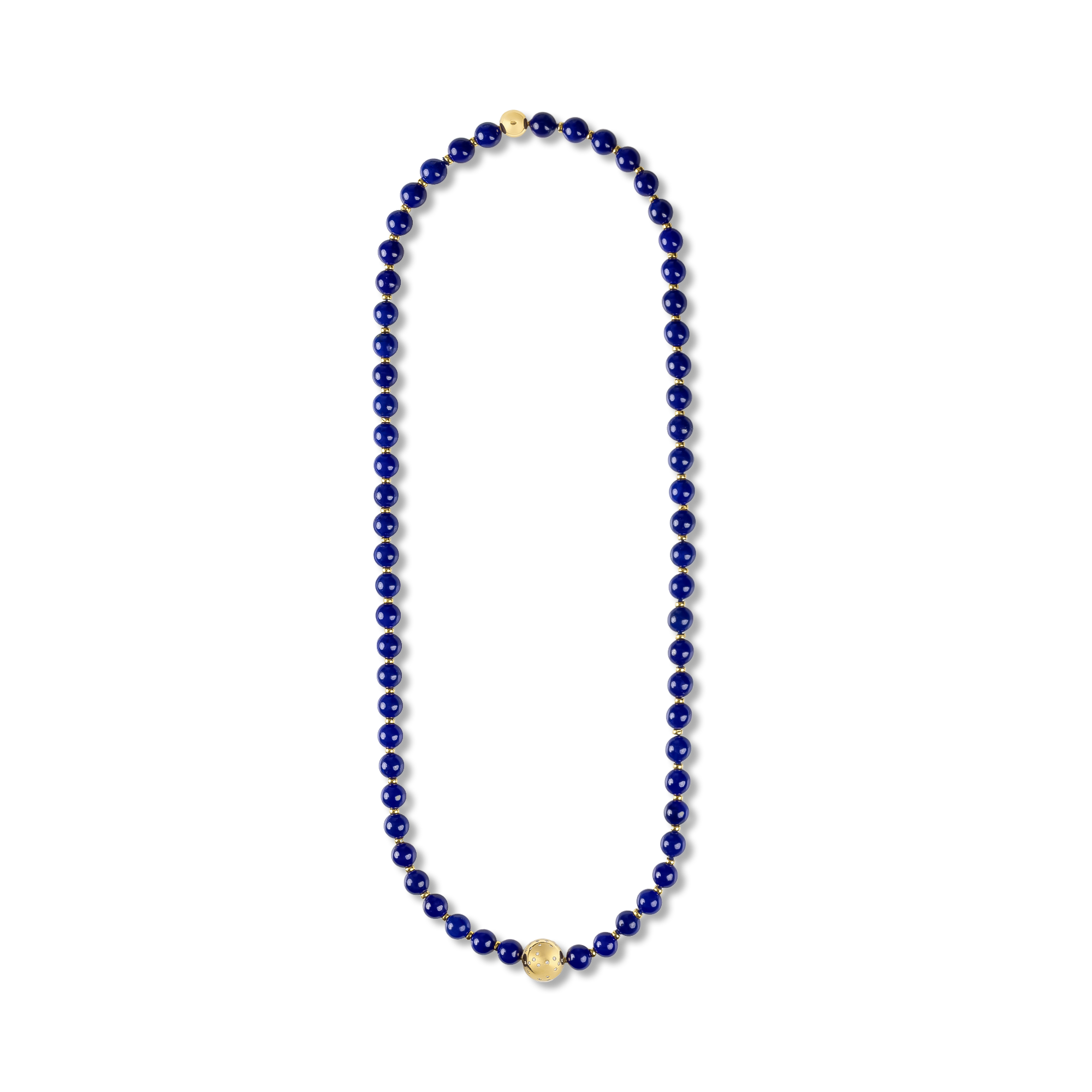 Convertible Lapis Lazuli Bead and Brilliant Cut Diamond Necklace Brilliant Cut, Flush Set_3