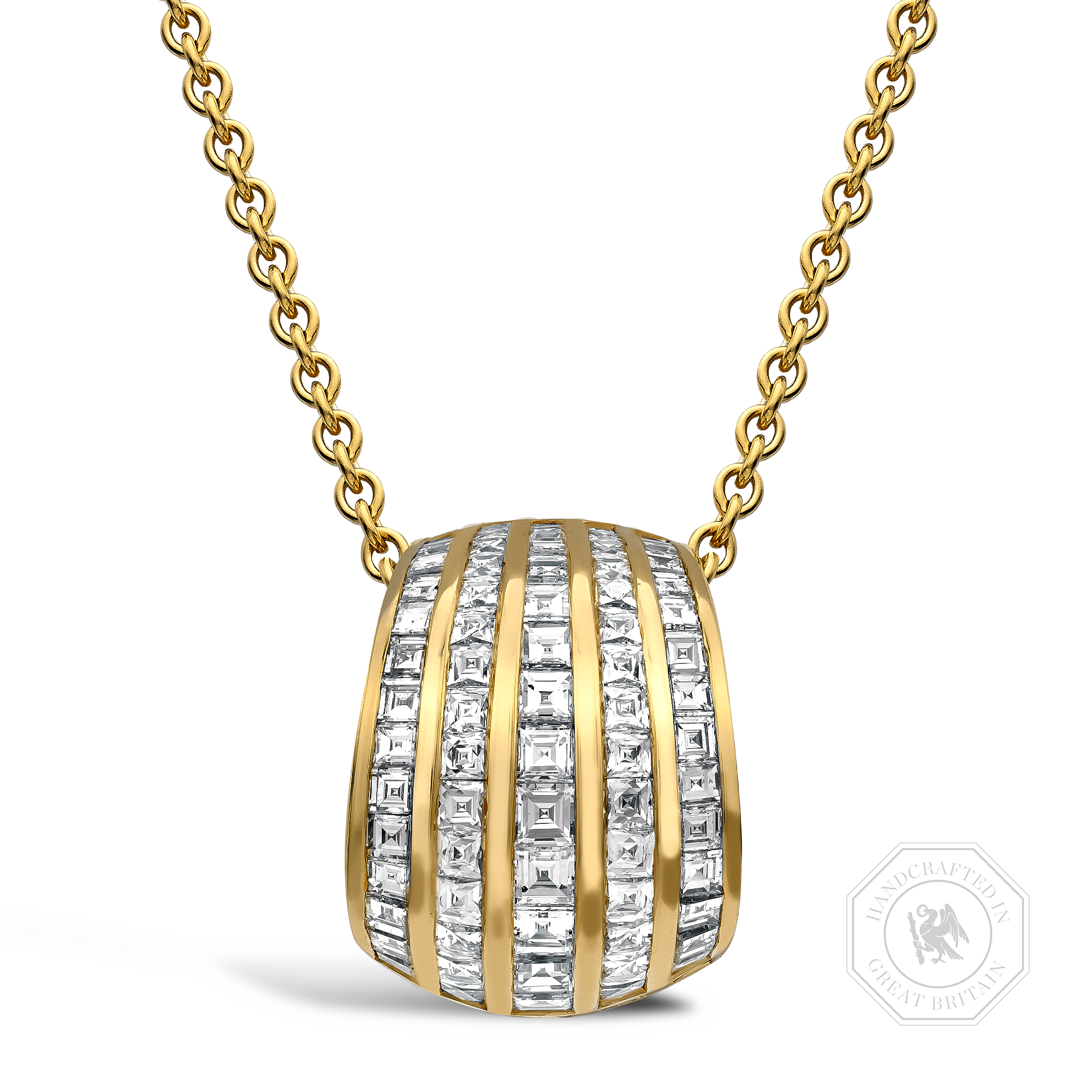 Manhattan Five Row Diamond Pendant Carre & French Cut, Channel Set_1