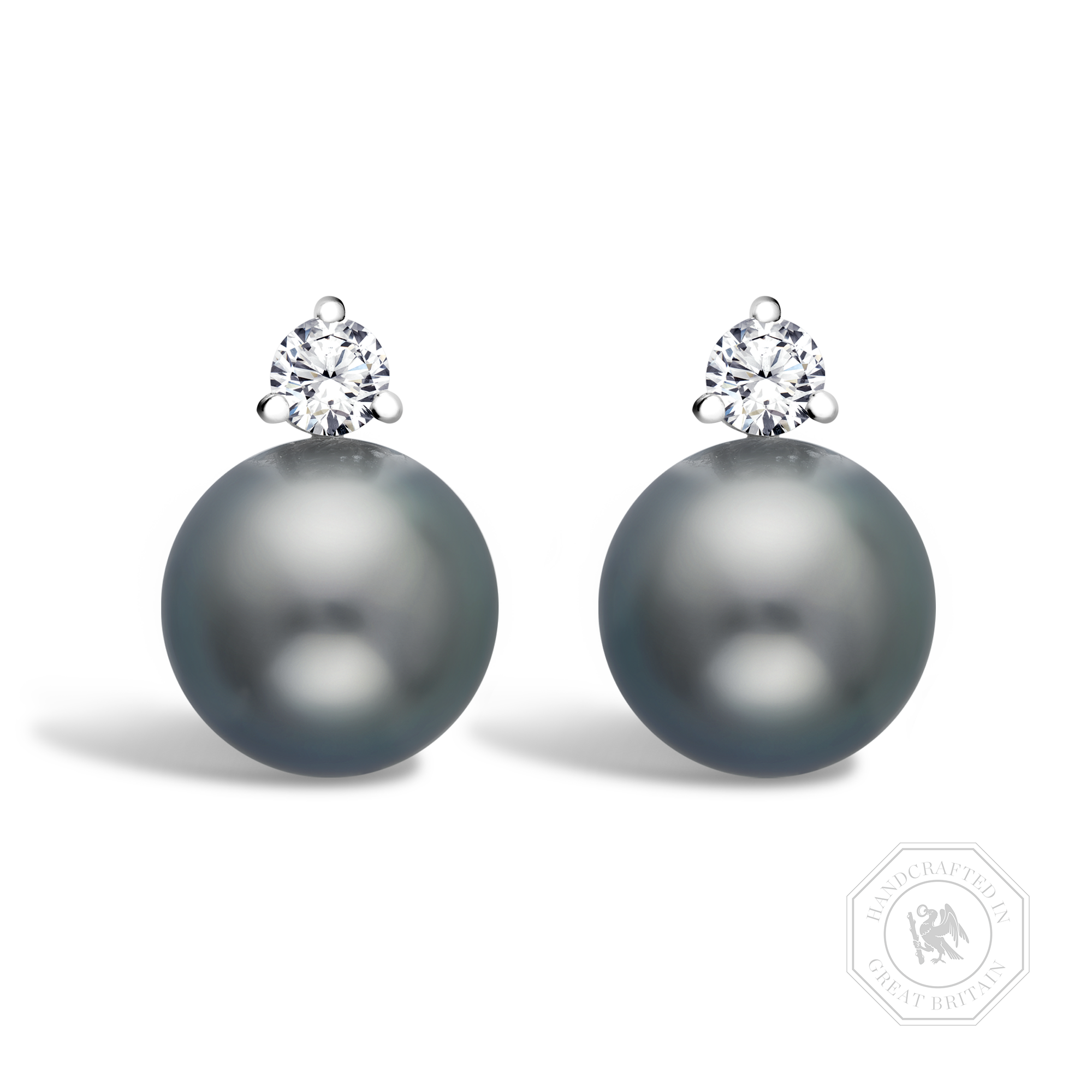 Tahitian Pearl and Diamond Earrings 10mm - 11mm_1