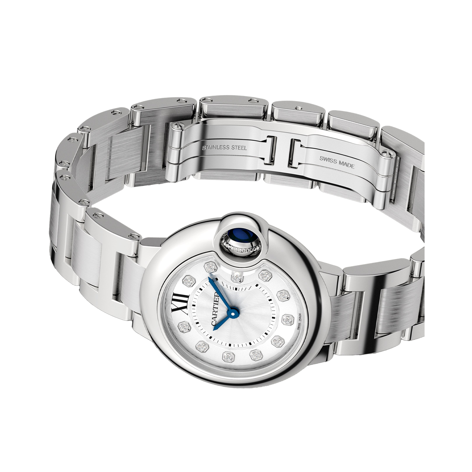 Cartier Ballon Bleu de Cartier 28mm, Silver Dial, Diamond Numerals_5