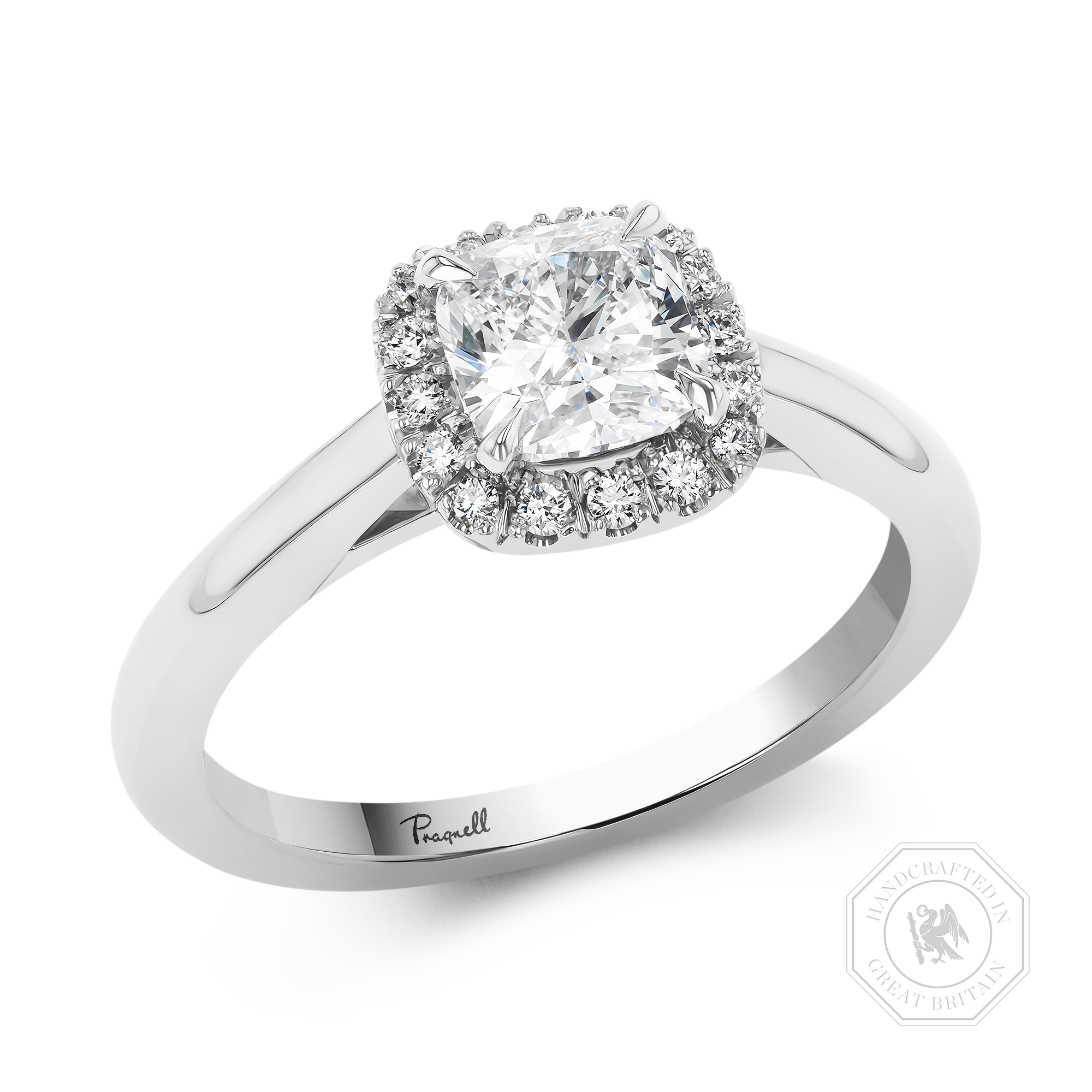 Celestial 1.00ct Cushion Cut Diamond Cluster Ring Cushion modern cut, Claw set_1