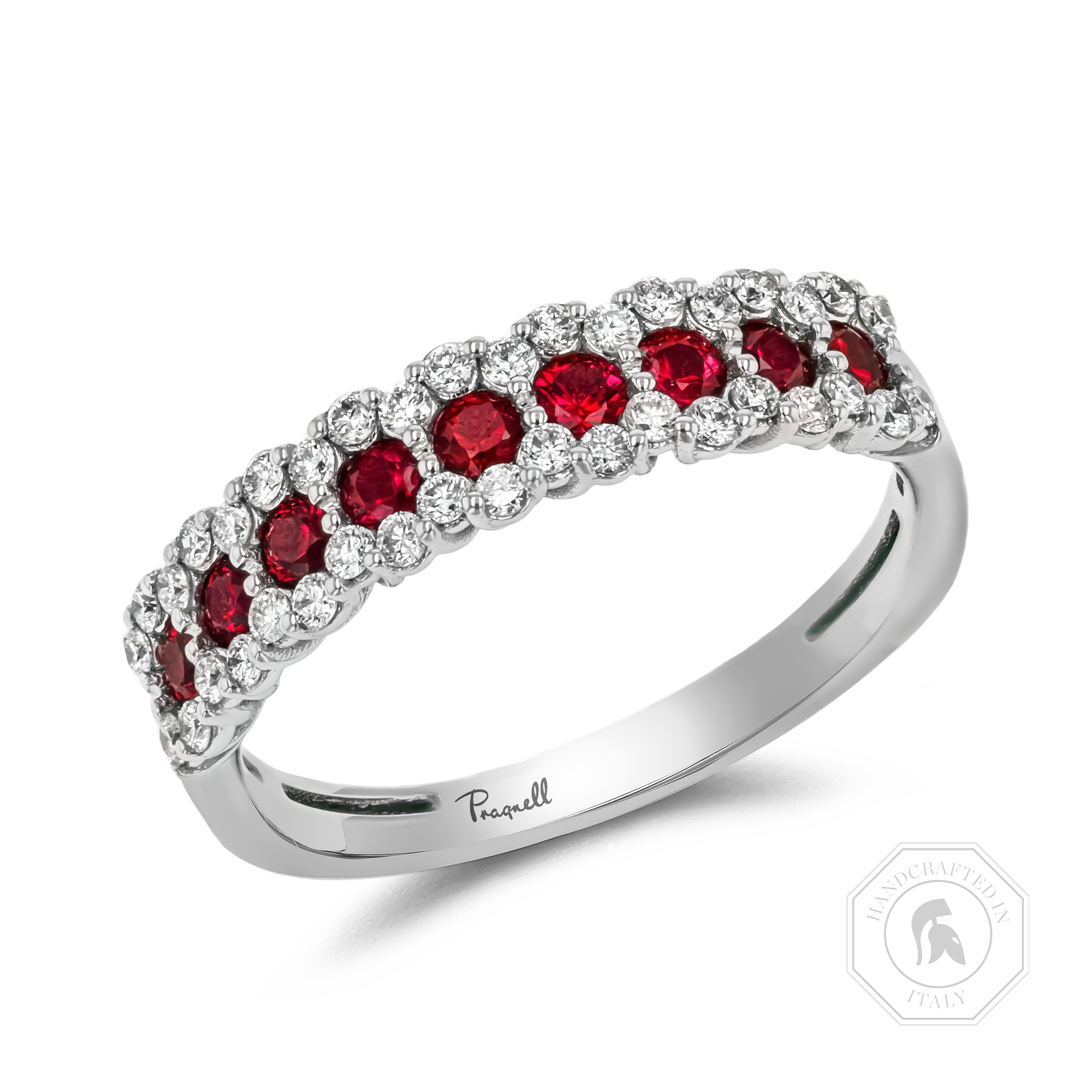 Ruby and Diamond Eternity Ring Brilliant Cut, Half Eternity, Claw Set_1