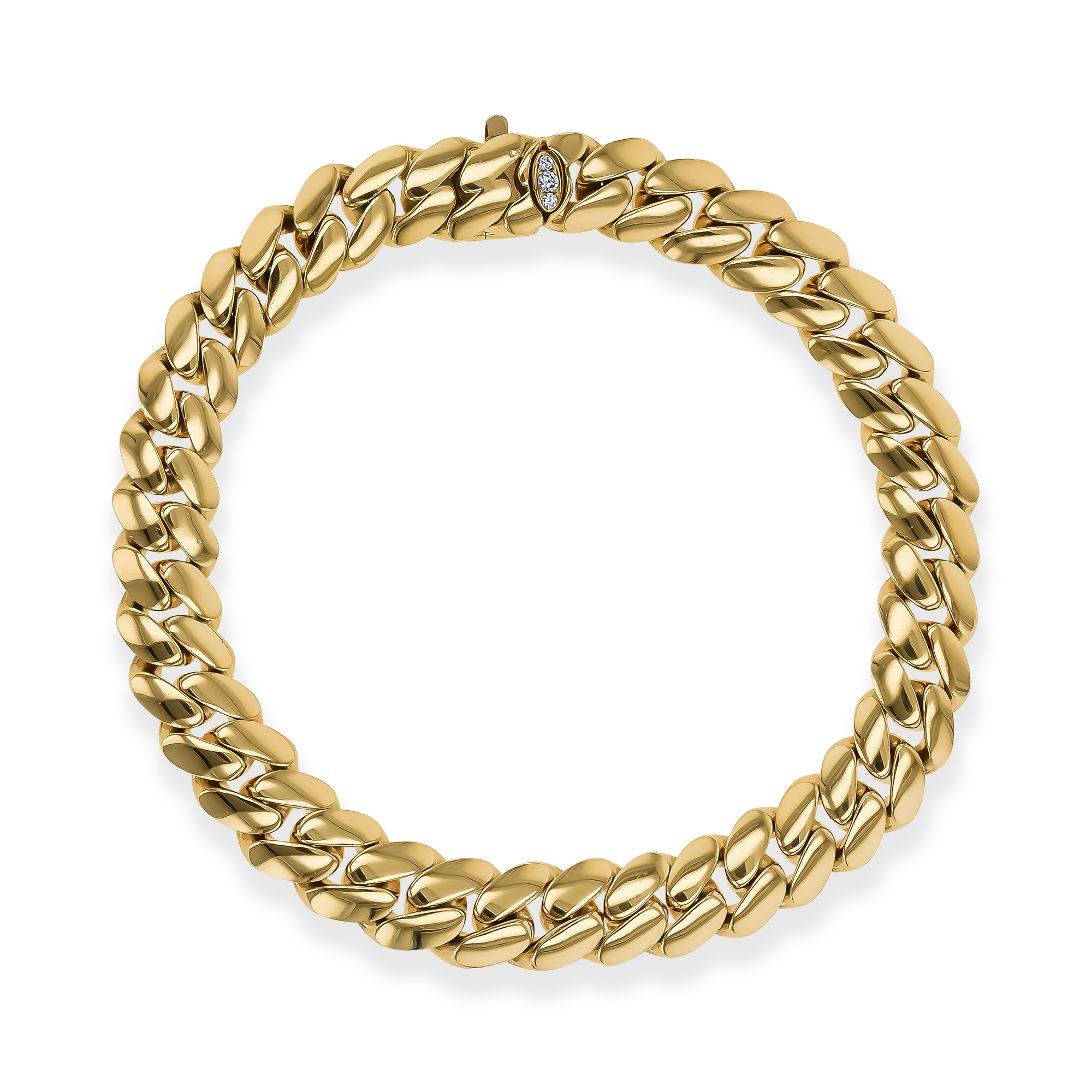 Fusion Polished Curb Link Bracelet (19cm) Brilliant Cut, Pavé Set_2