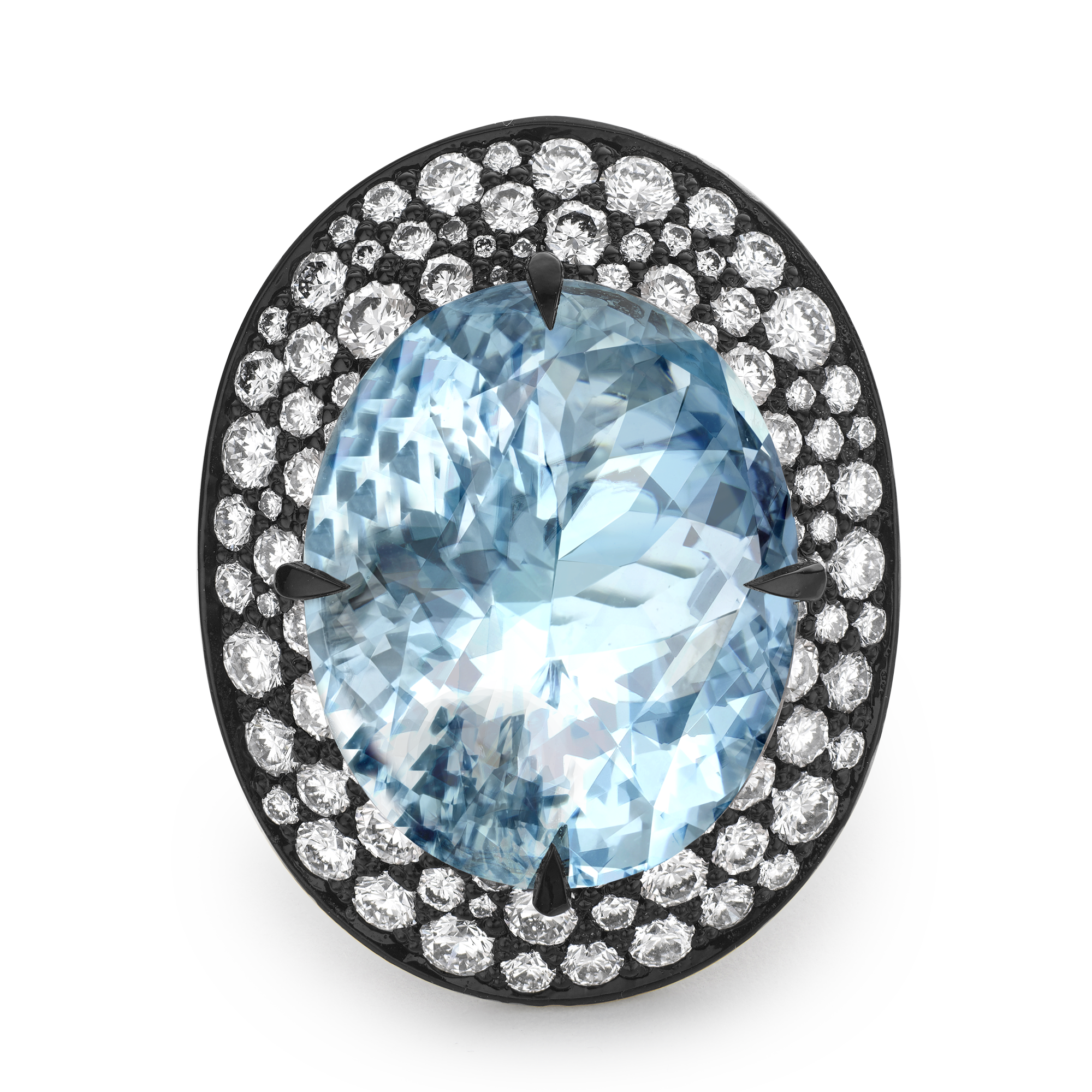 Snowstorm 21.08ct Aquamarine and Diamond Cocktail Ring Oval Cut, Claw Set_2