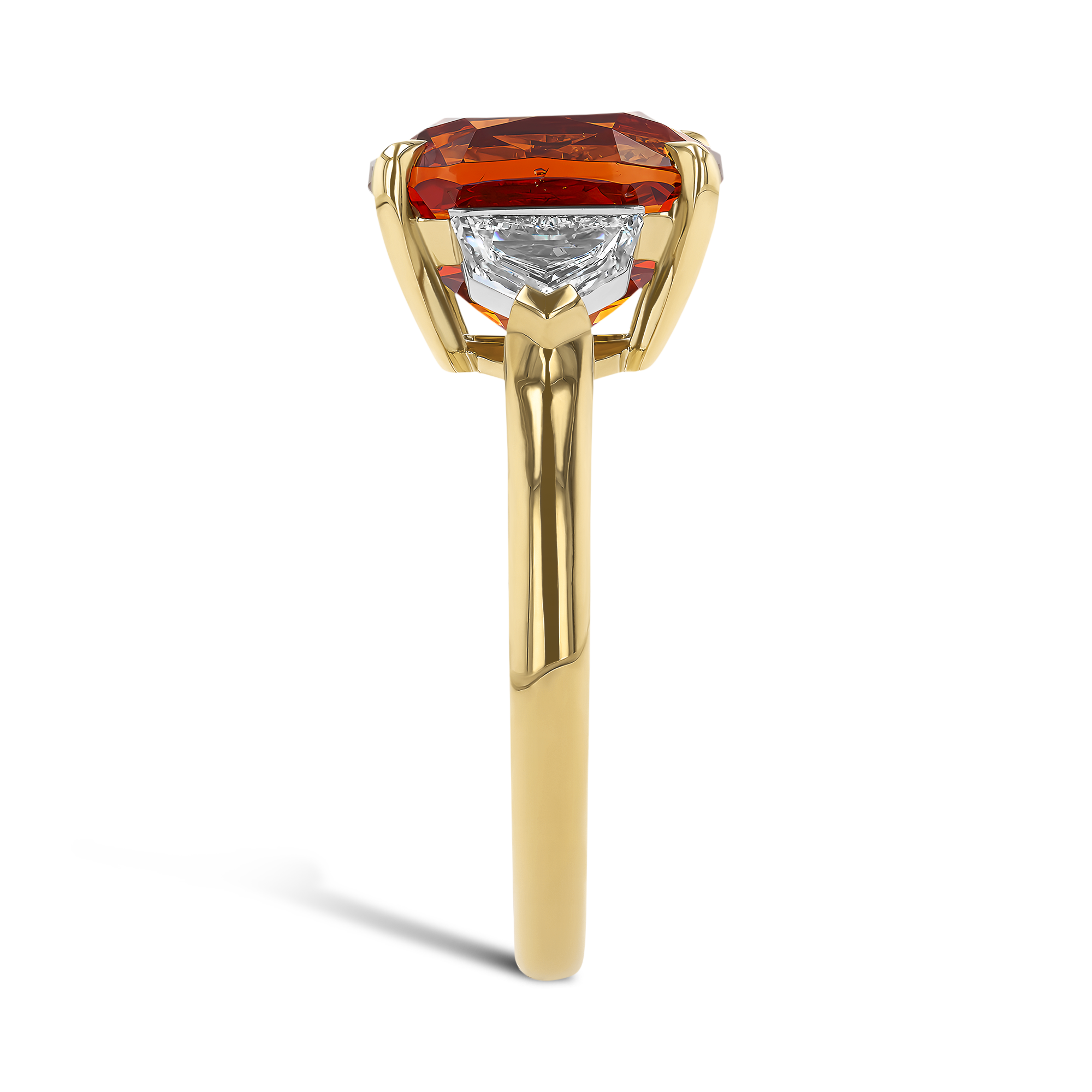 Oval Cut 6.08ct Namibian Spessartite Garnet and Diamond Ring Oval Cut, Claw Set_4