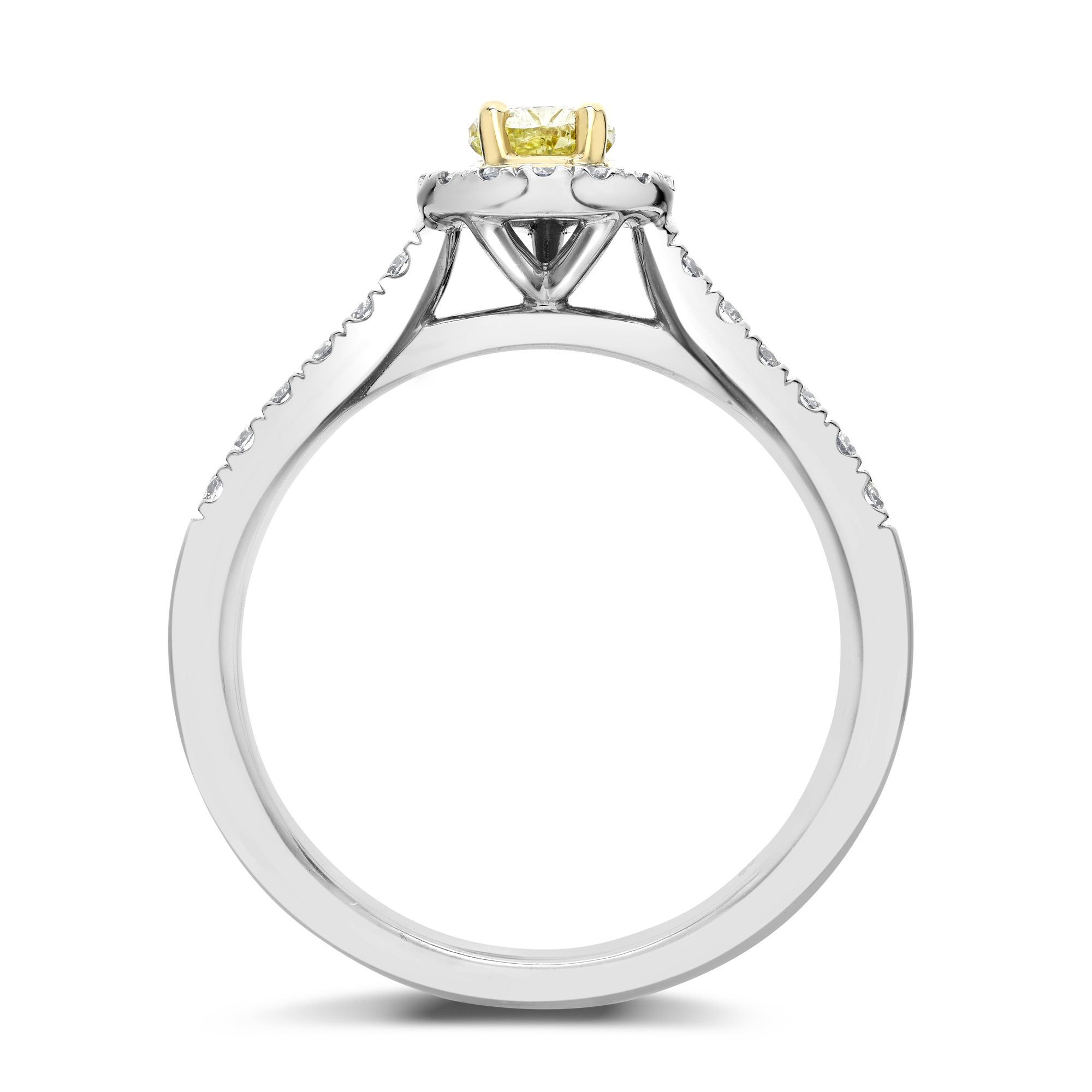 Celestial 0.36ct Fancy Light Yellow-Green Diamond Cluster Ring Pear & Brilliant Cut, Claw Set_3
