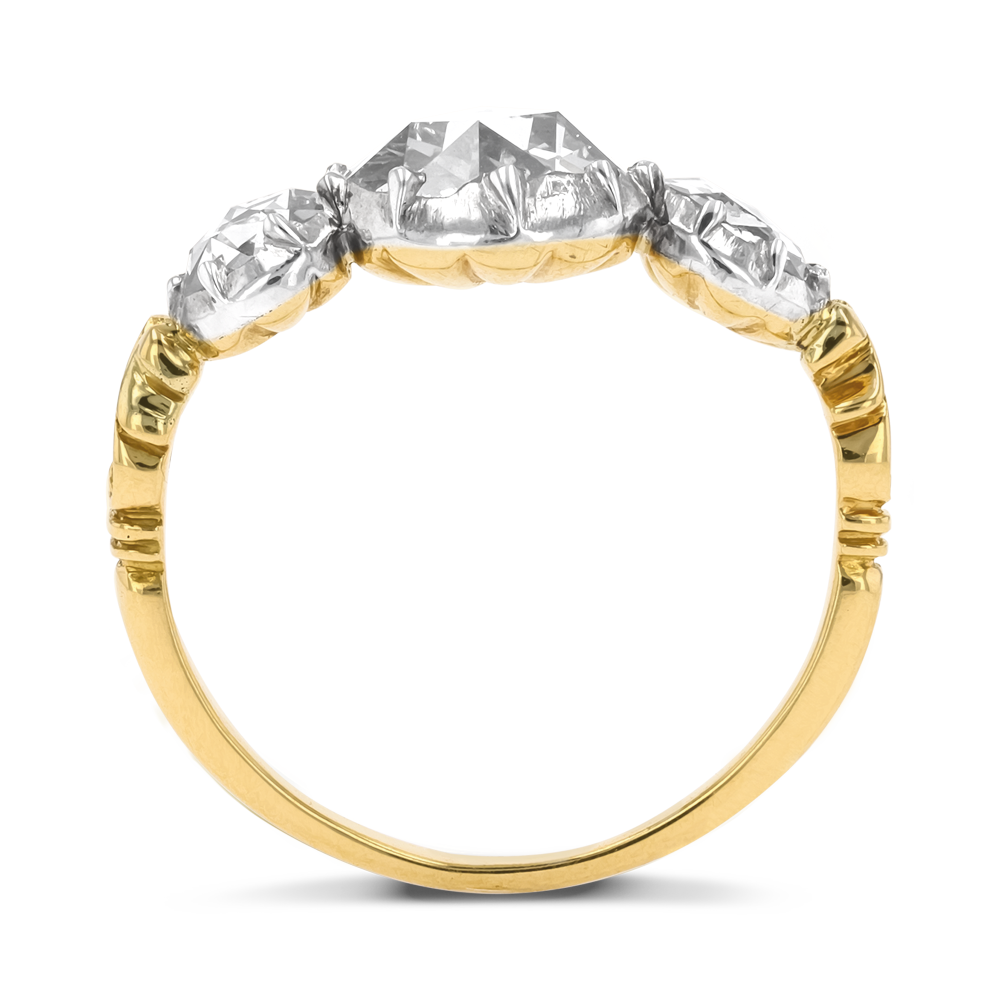 Late Georgian 1.36ct Diamond Three Stone Ring Rose Cut, Claw Set_3