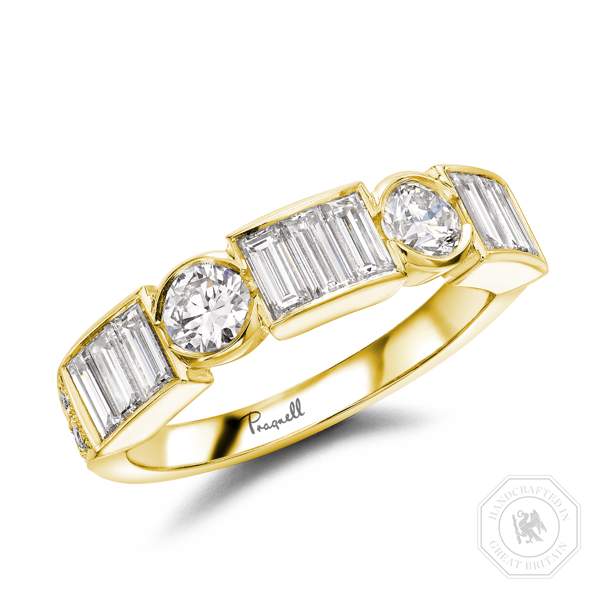 Antrobus Diamond Half Eternity Ring Brilliant & Baguette Cut, Rub Over Set_1