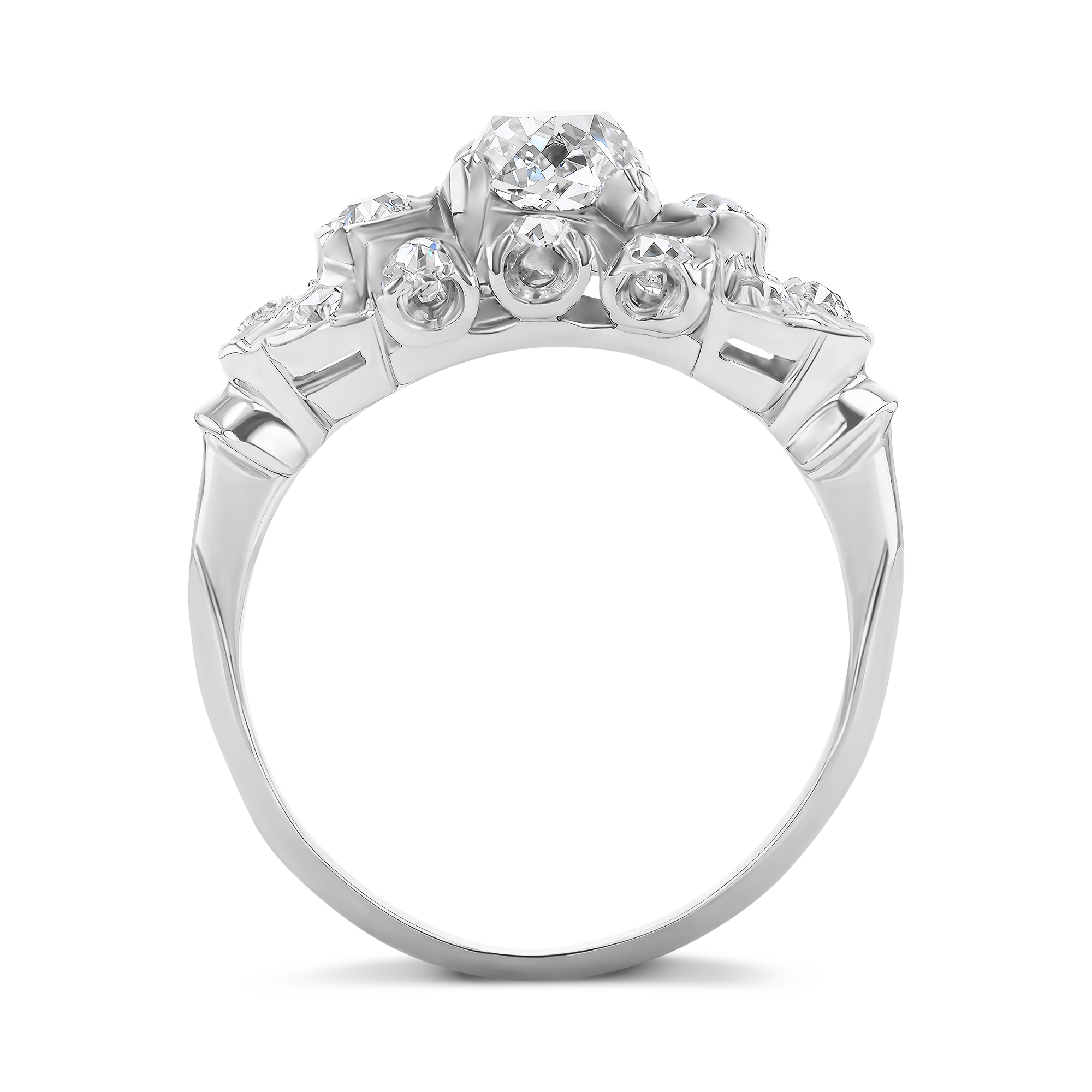 Old Mine Cut Diamond Cluster Ring Old Mine Cut, Claw Set_3