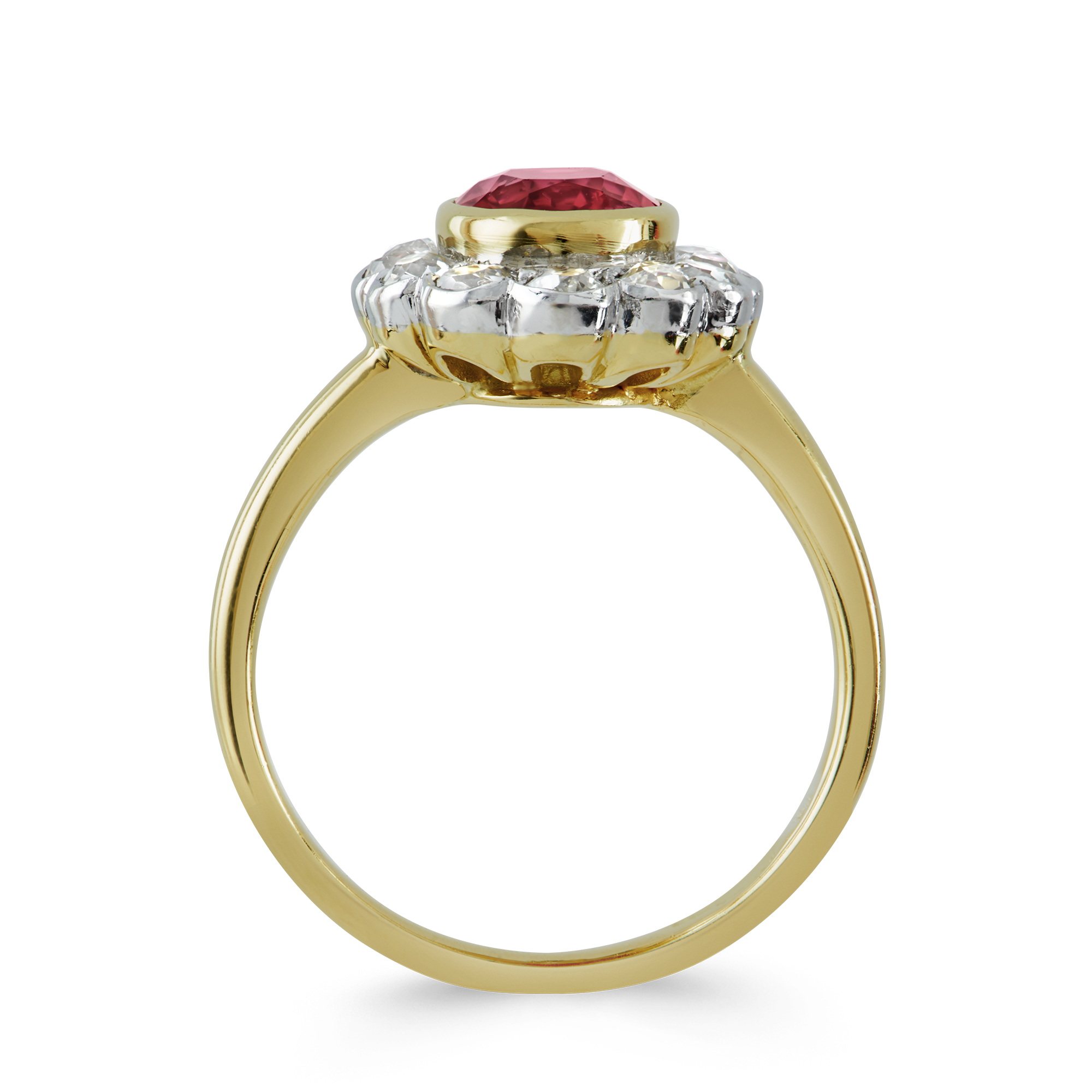 Red Spinel Ring Oval Cut Cluster Ring, with Diamond Surround_3