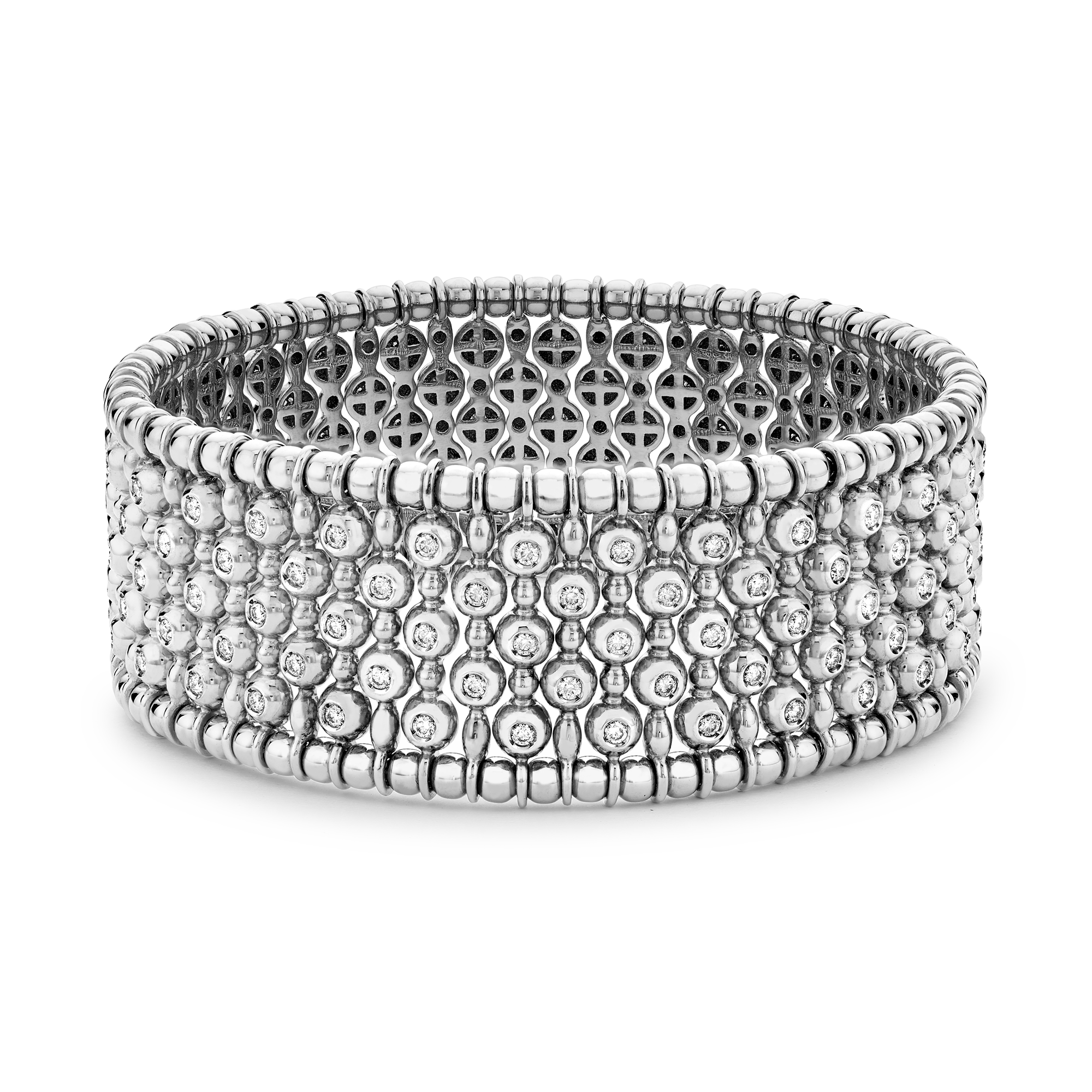 Bohemia Diamond Wide Bangle Brilliant Cut, Rub Over Set_1