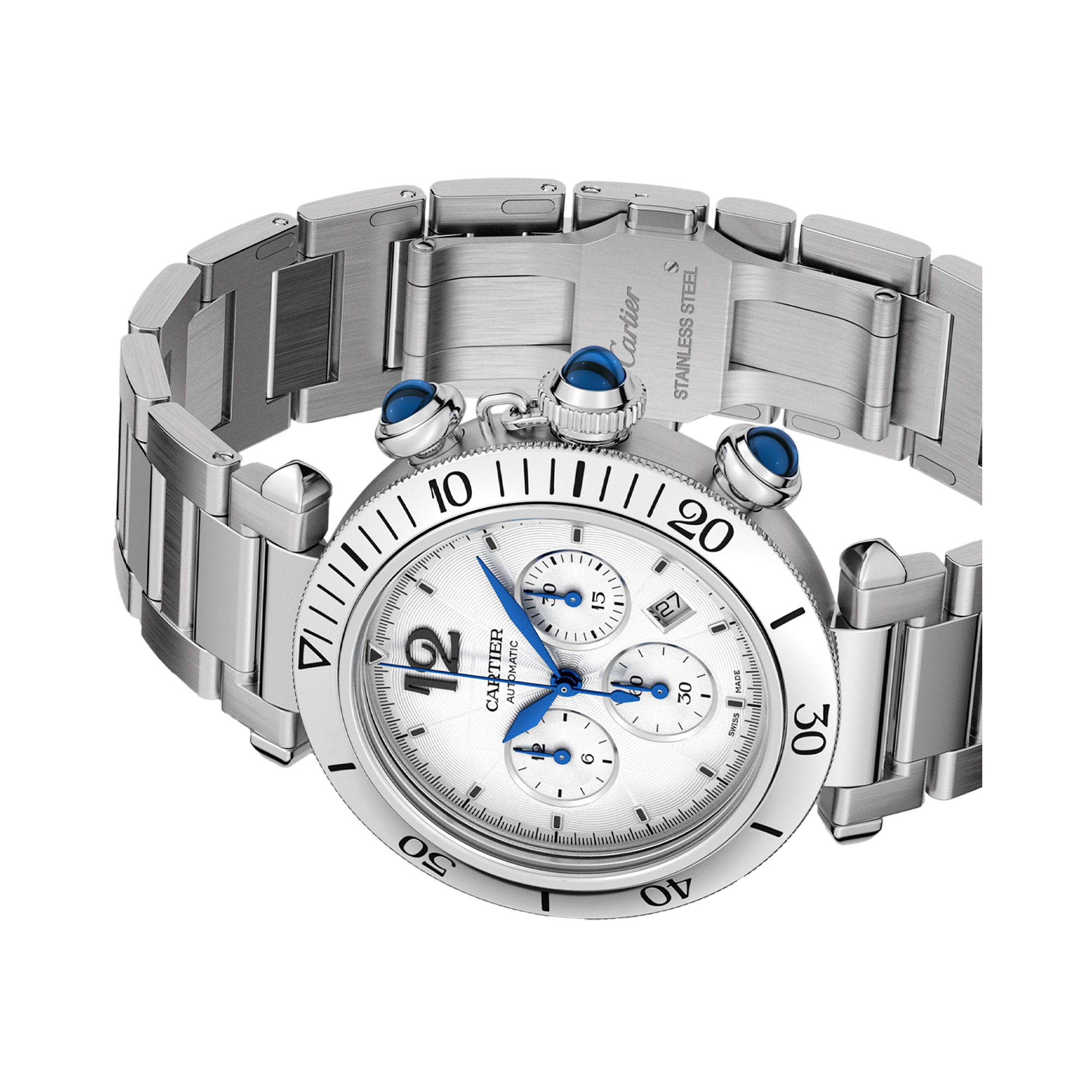 Cartier Pasha de Cartier 41mm, Silver Dial, Arabic/Baton Markers_4