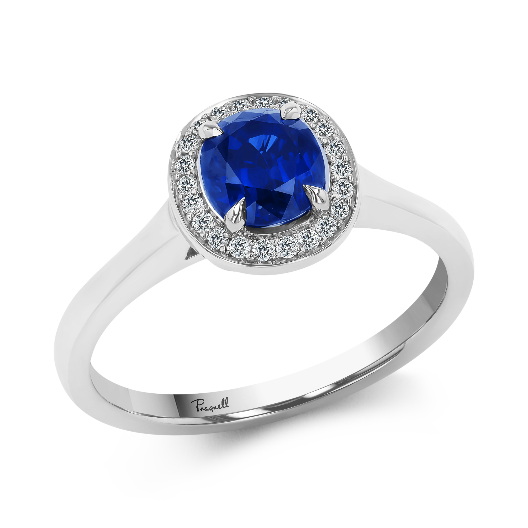 Celestial Brilliant Cut 1.12ct Sapphire and Diamond Cluster Ring Brilliant cut, Claw set_1