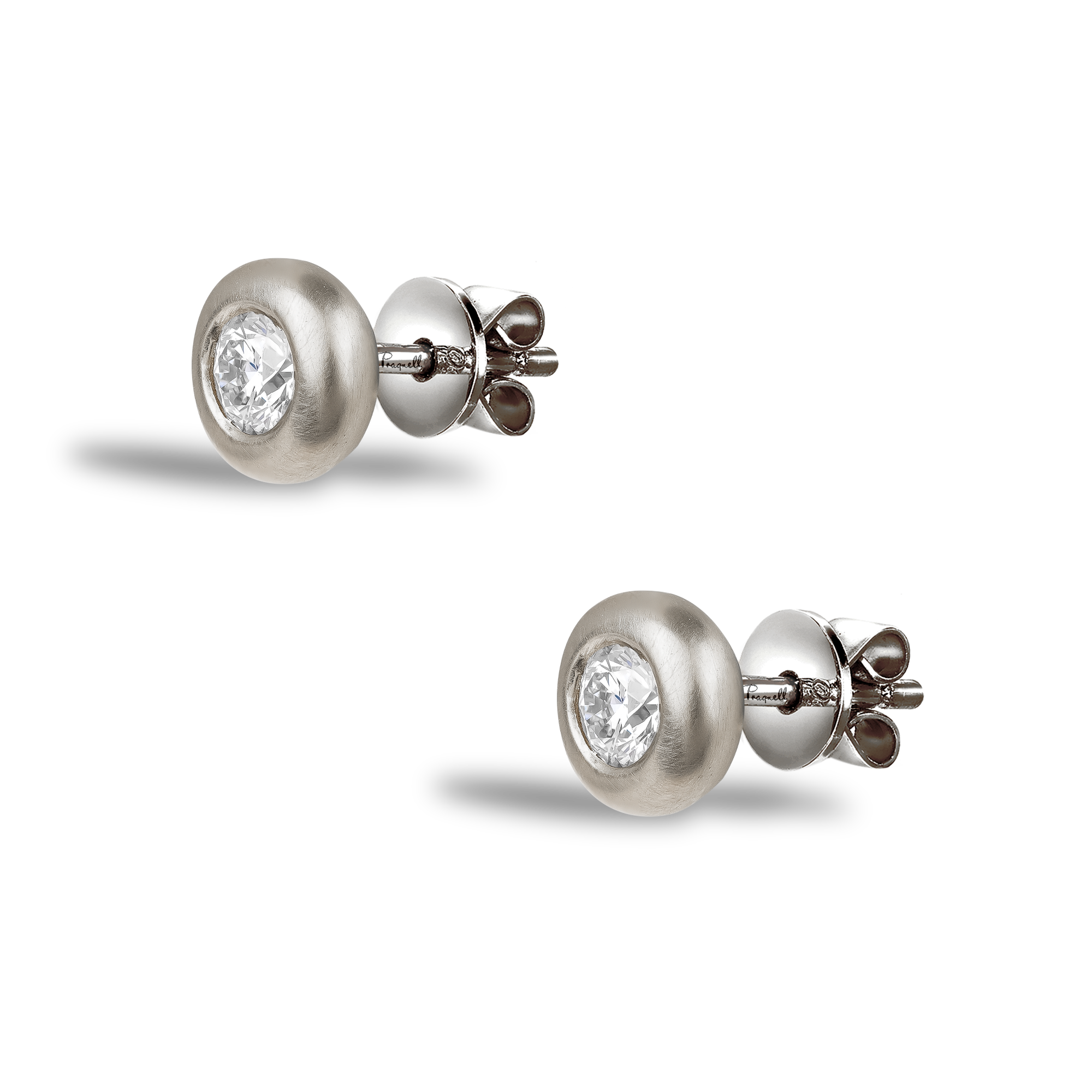 RockChain Two Stone Diamond Stud Earrings Brilliant Cut, Rubover Set_2