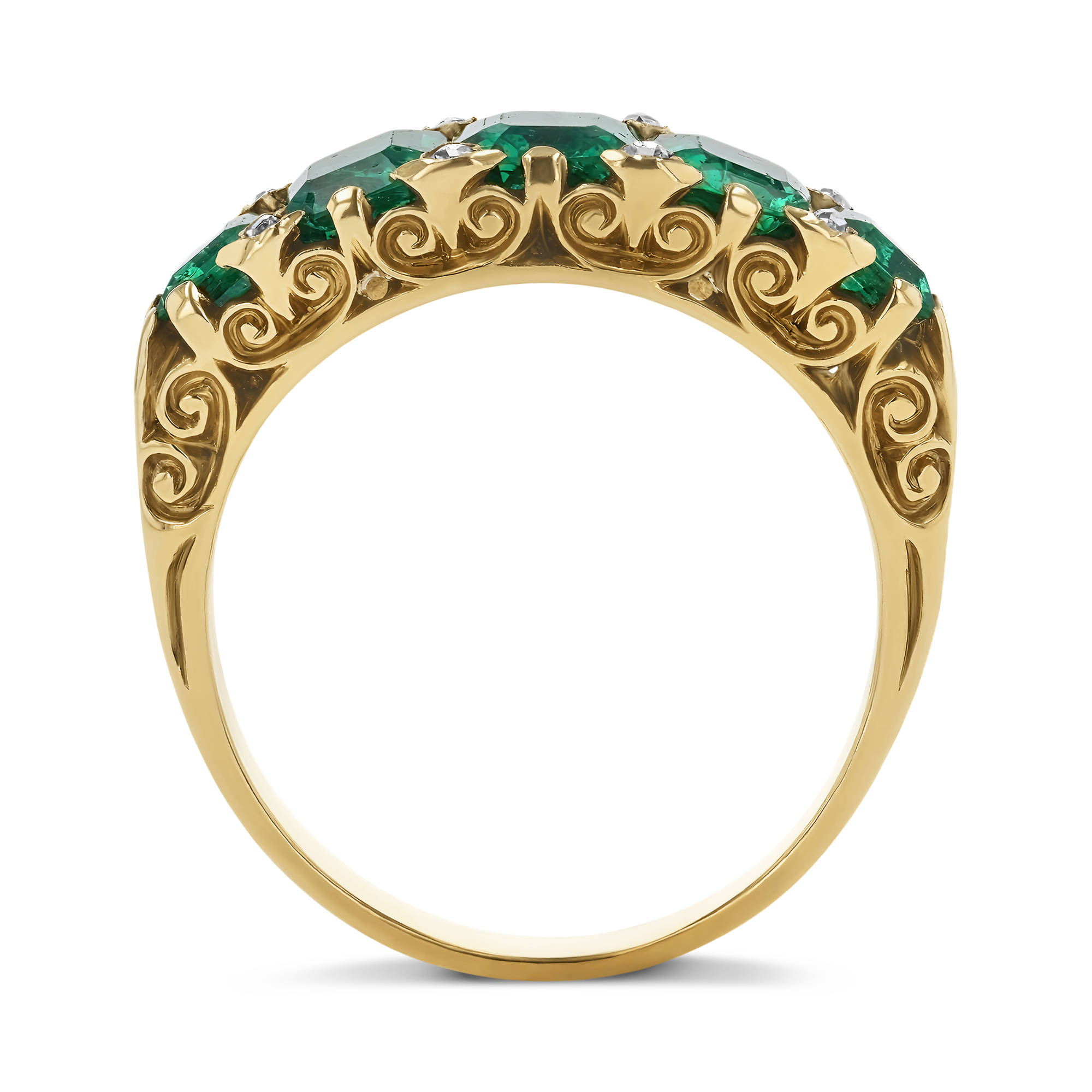 Victorian Octagonal Cut 2.00ct Emerald and Diamond Ring Octagonal Cut, Claw Set_3