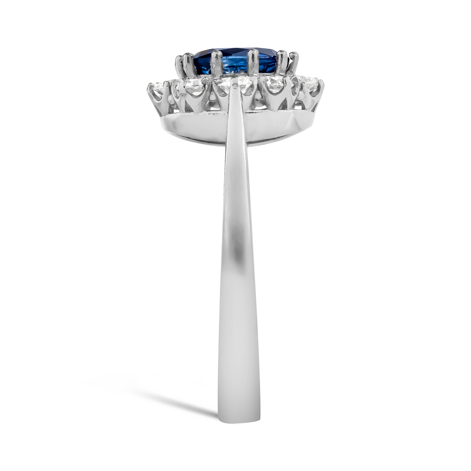 Oval Cut Sapphire and Diamond Cluster Ring Oval Cut, Claw Set_4