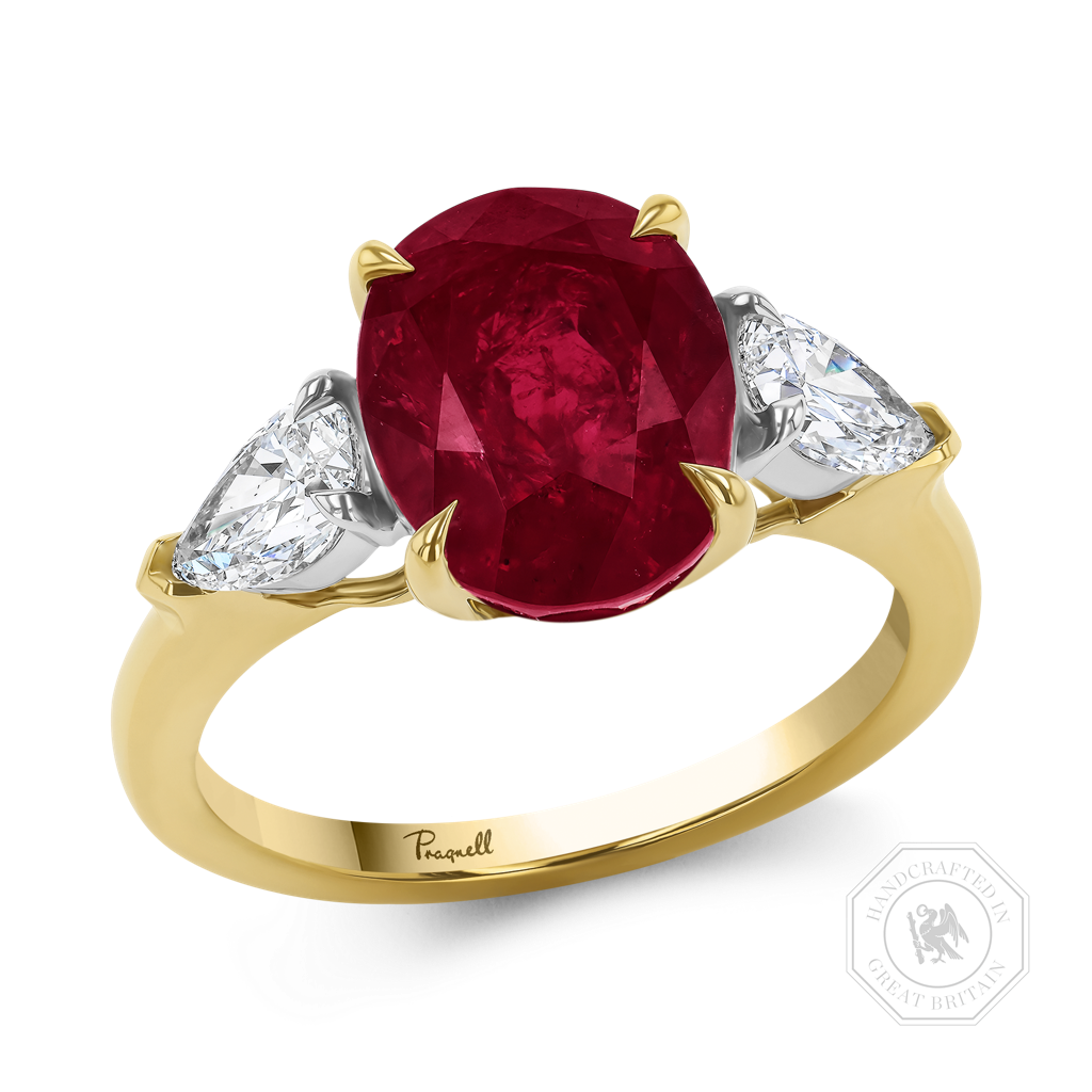 Masterpiece 5.52ct Kenyan Ruby and Diamond Ring Oval & Pear Shaped, Claw Set_1