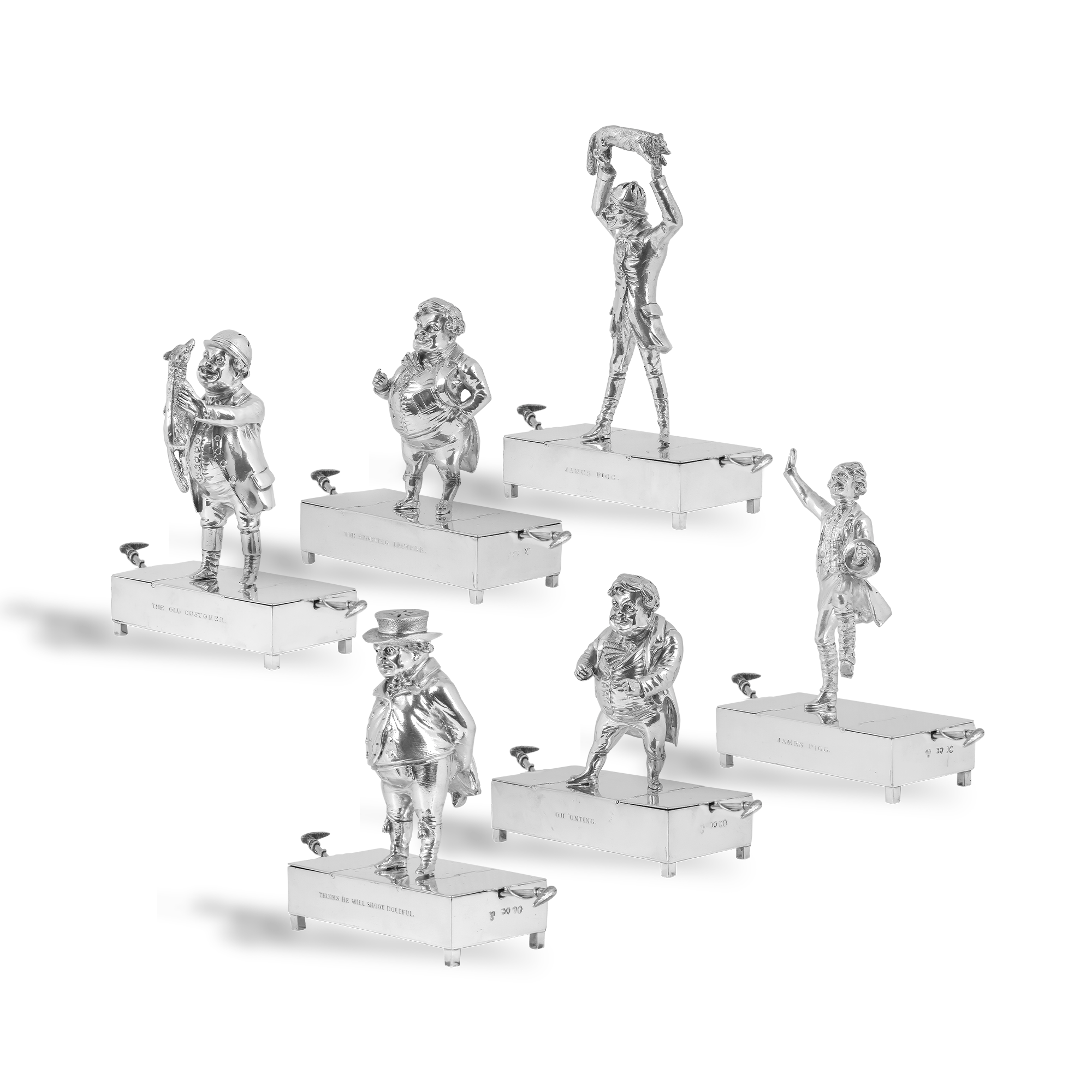 Victorian Silver 'Jorrocks' Condiment Stands Hallmarked London_2