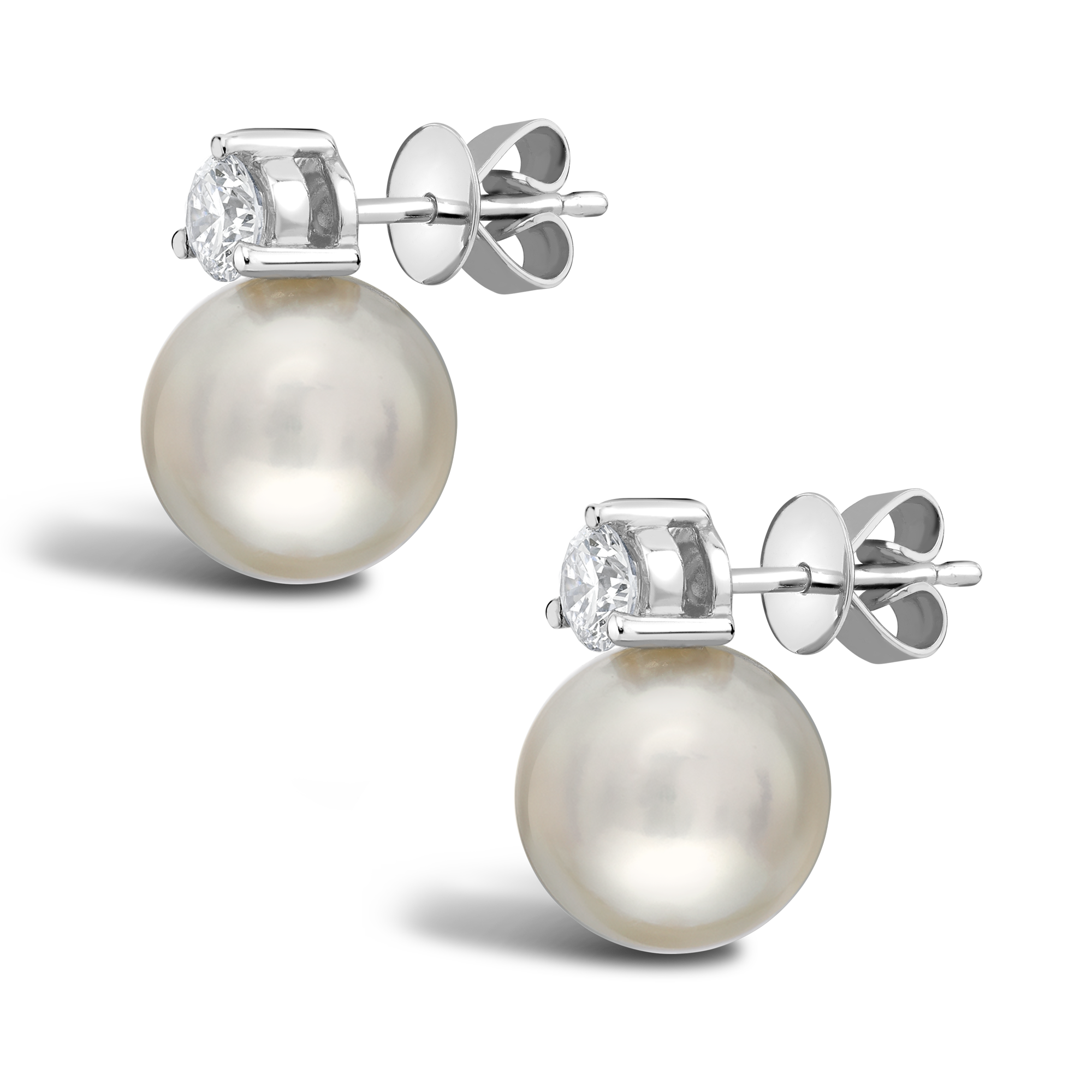 Akoya Pearl Earrings Stud Earrings with 0.40CT Diamonds_2