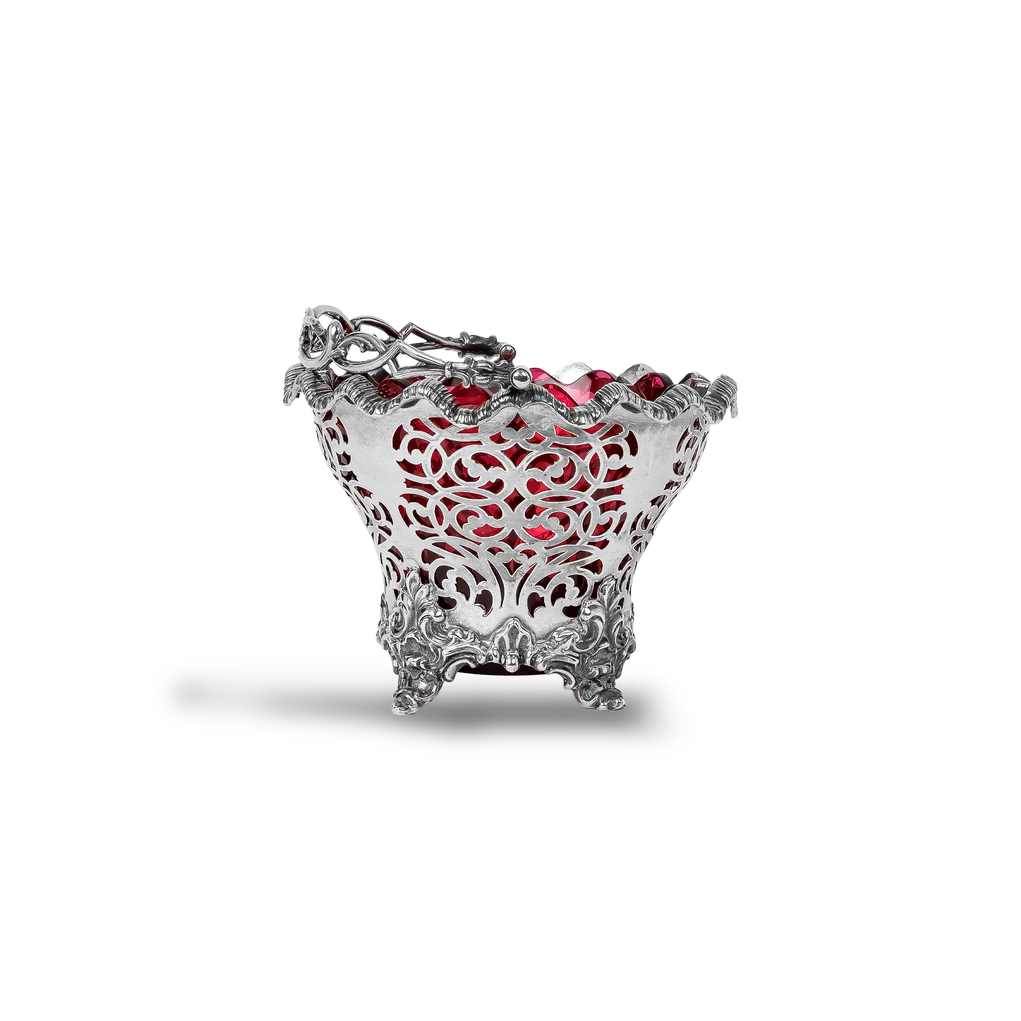 Victorian Silver Ruby Lined Bon Bon Dish Hallmarked Sheffield_2
