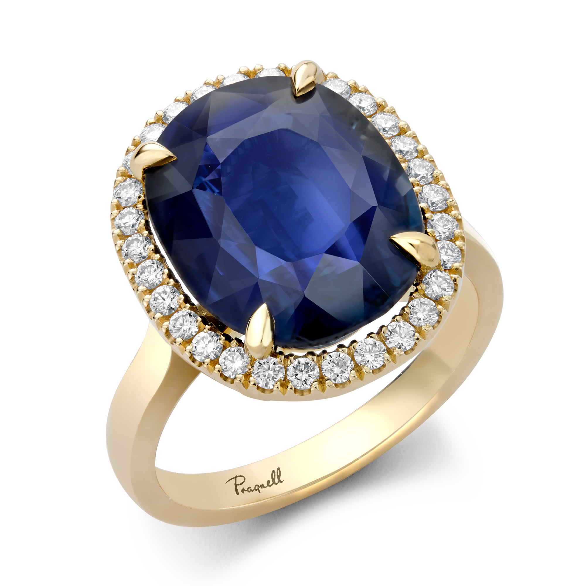Sapphire and Diamond Cluster Ring Oval Cut, Four Claw Set_1