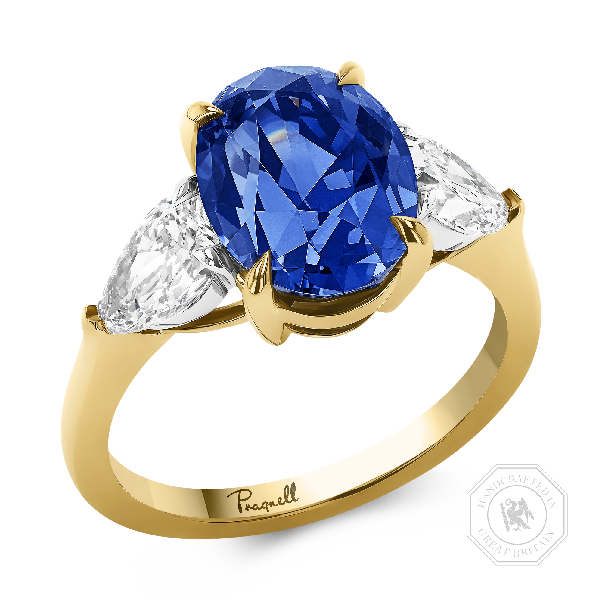 Masterpiece 5.50ct Madagascan Sapphire and Diamond Ring Oval & Pear Cut, Claw Set_1