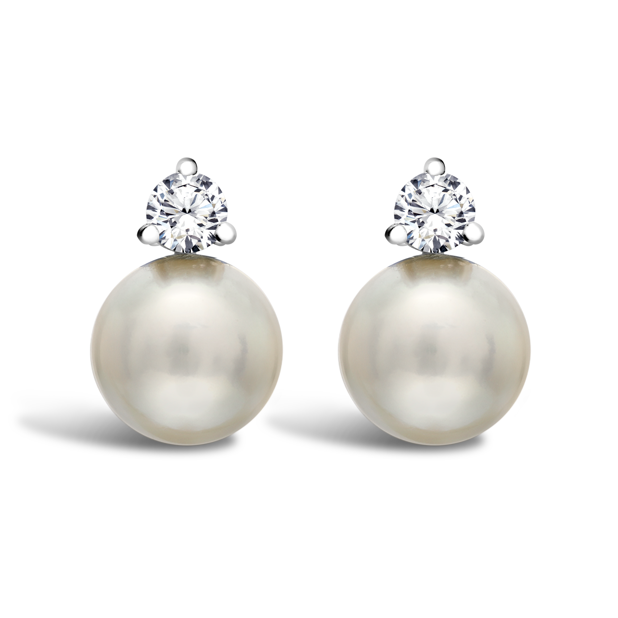 Akoya Pearl Earrings Stud Earrings with 0.40CT Diamonds_1