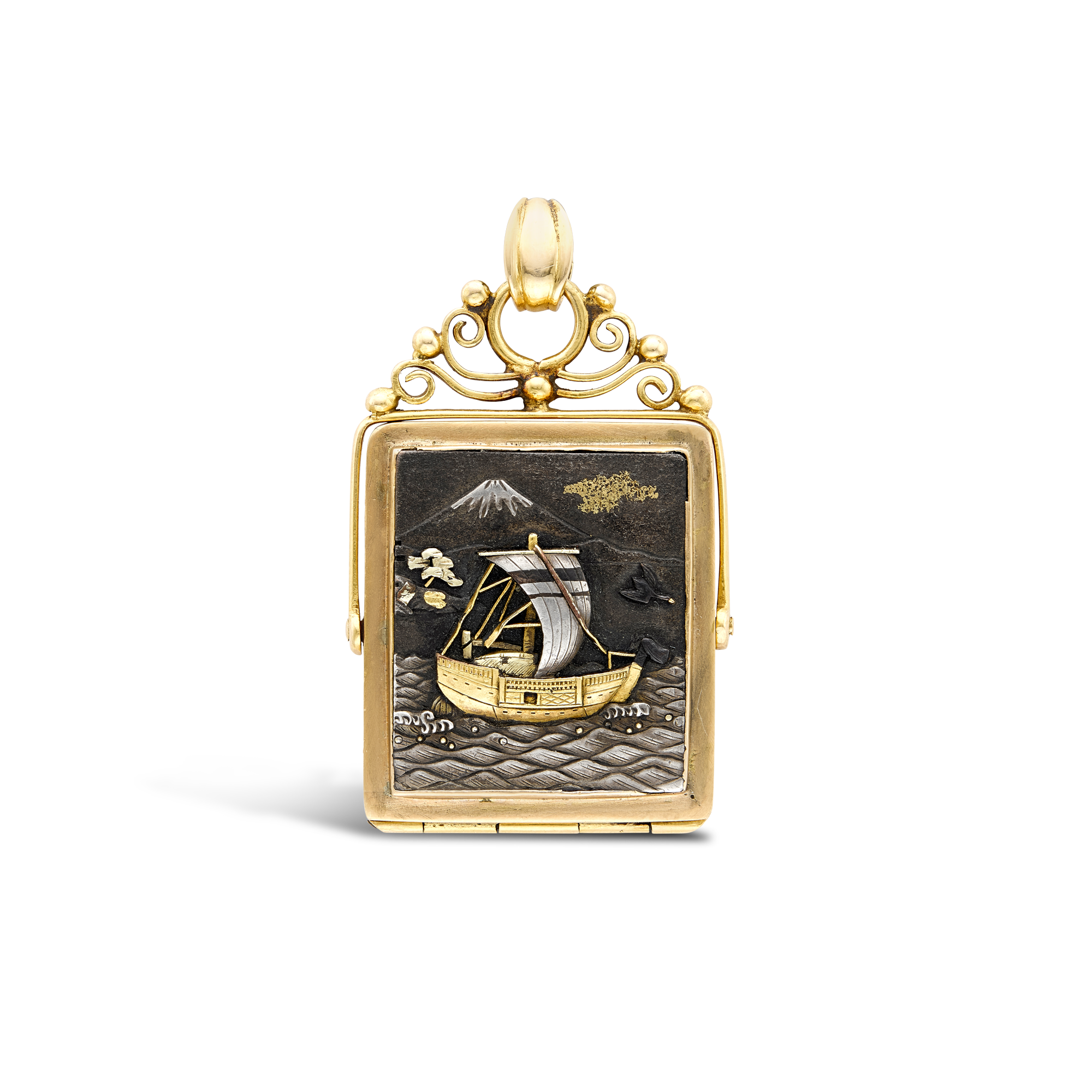 Victorian Japanese Shakudo Locket Pendant _1