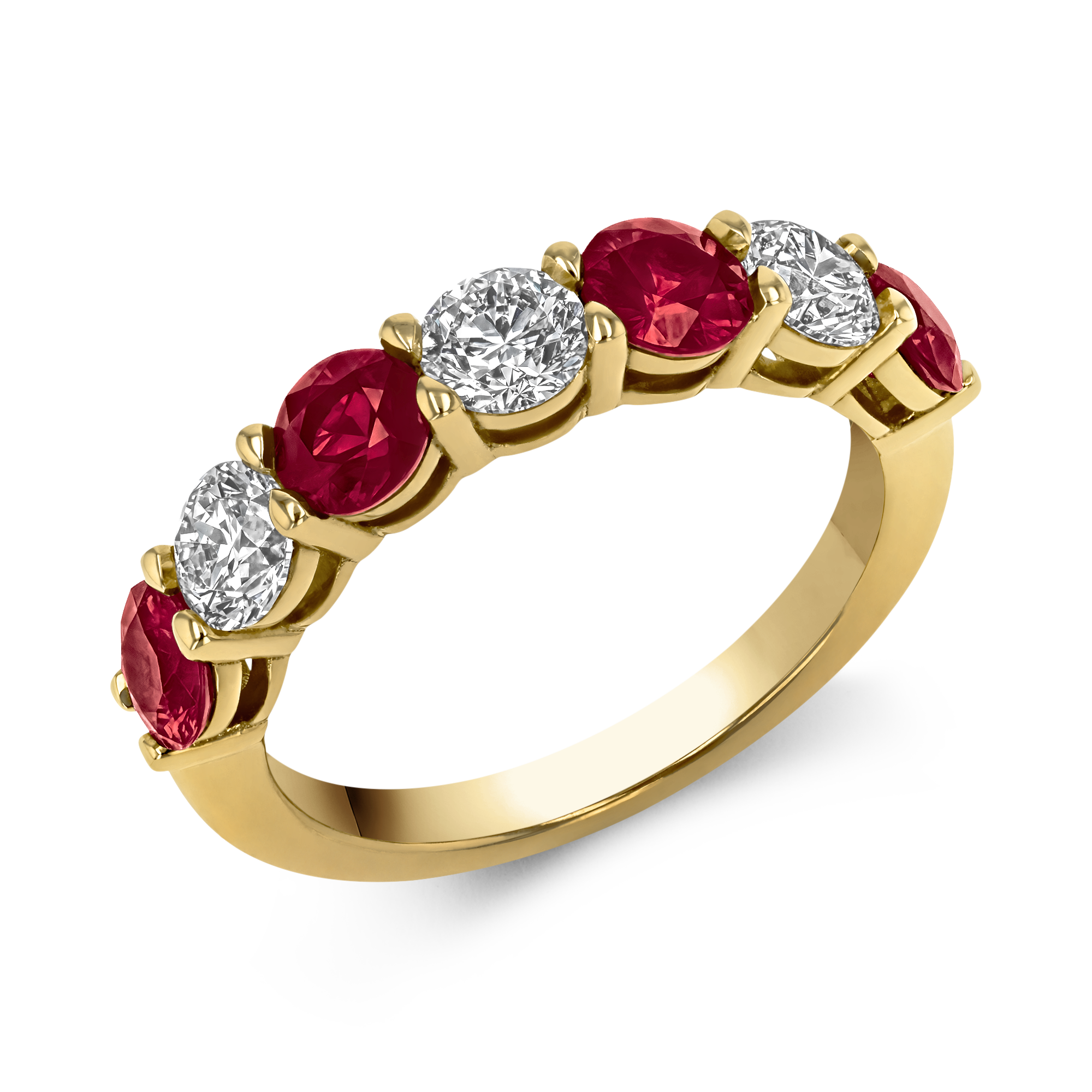 Ruby and Diamond Seven Stone Eternity Ring Brilliant cut, Claw set_1