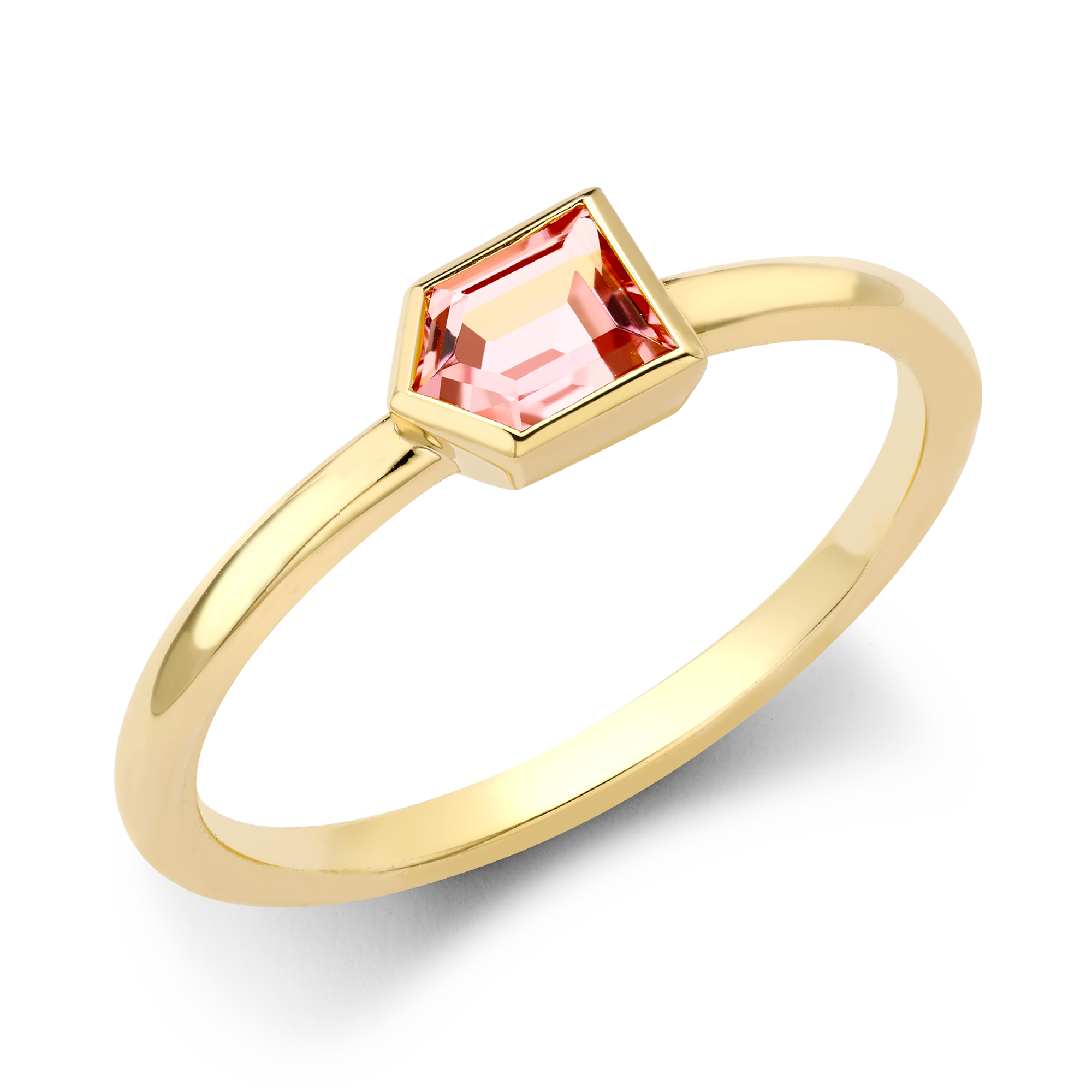 Lady Garden 0.42ct Pink Tourmaline Solitaire Ring Bullet Cut, Rubover Set_1