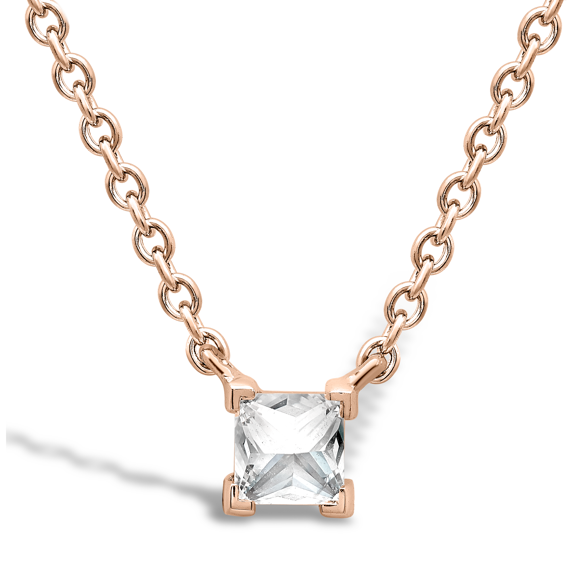 RockChic Diamond Solitaire Necklace Princess Cut, Claw Set_1