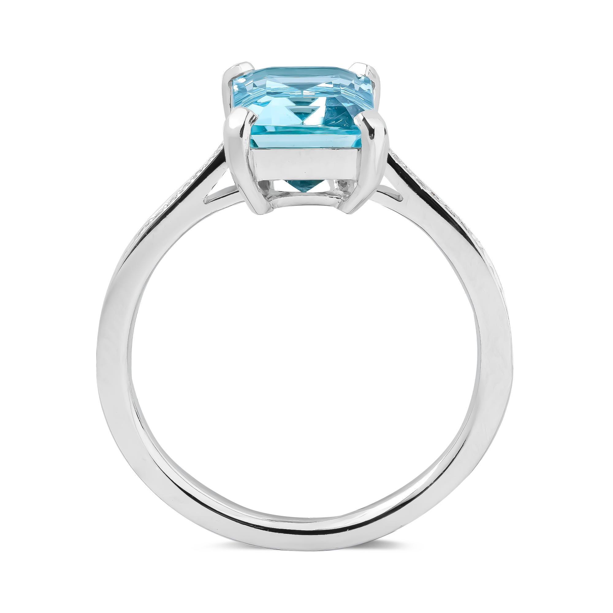 Emerald Cut 2.285ct Aquamarine and Diamond Ring Emerald Cut, Claw Set_3