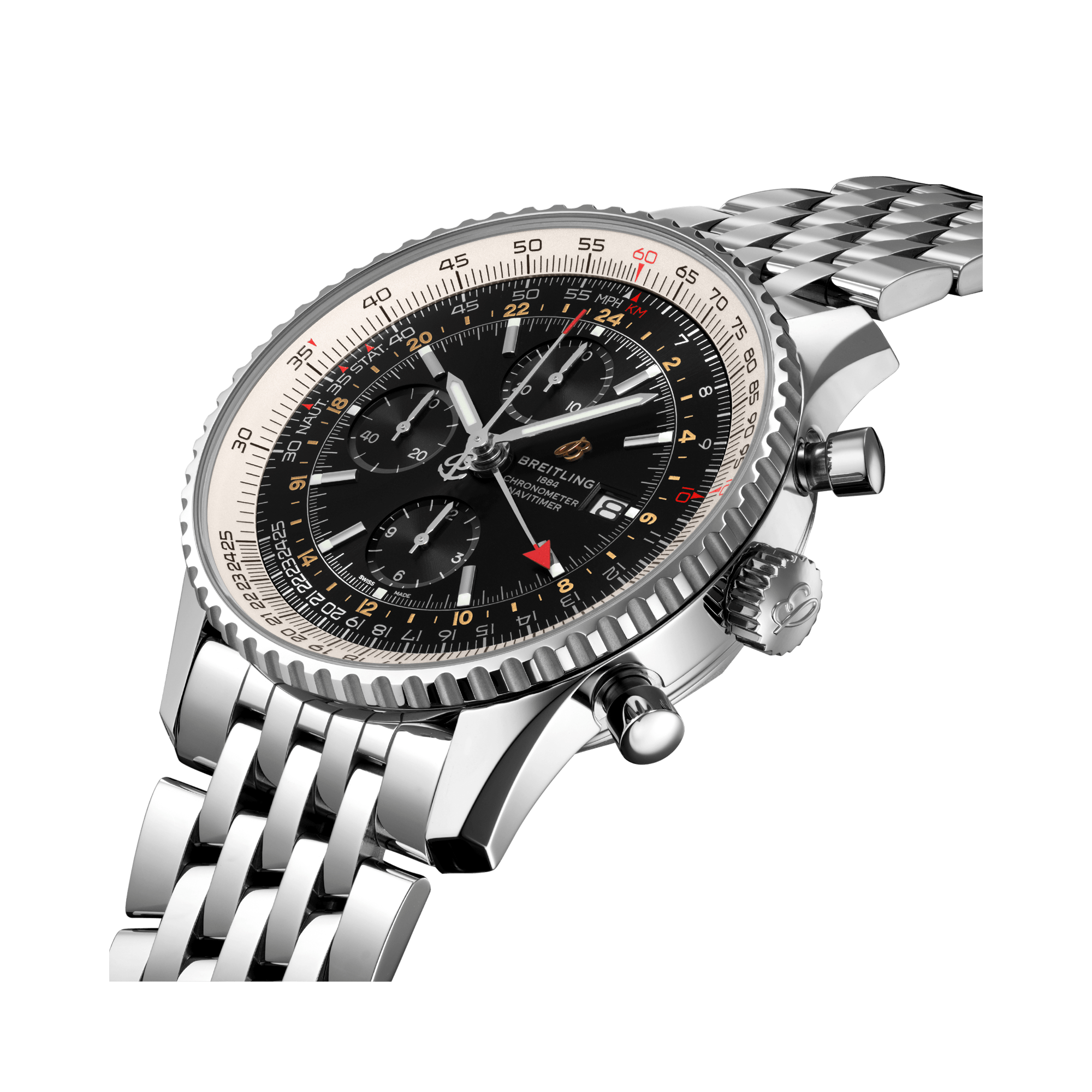 Breitling Navitimer Chronograph GMT 46mm, Black Dial, Baton Numerals_3