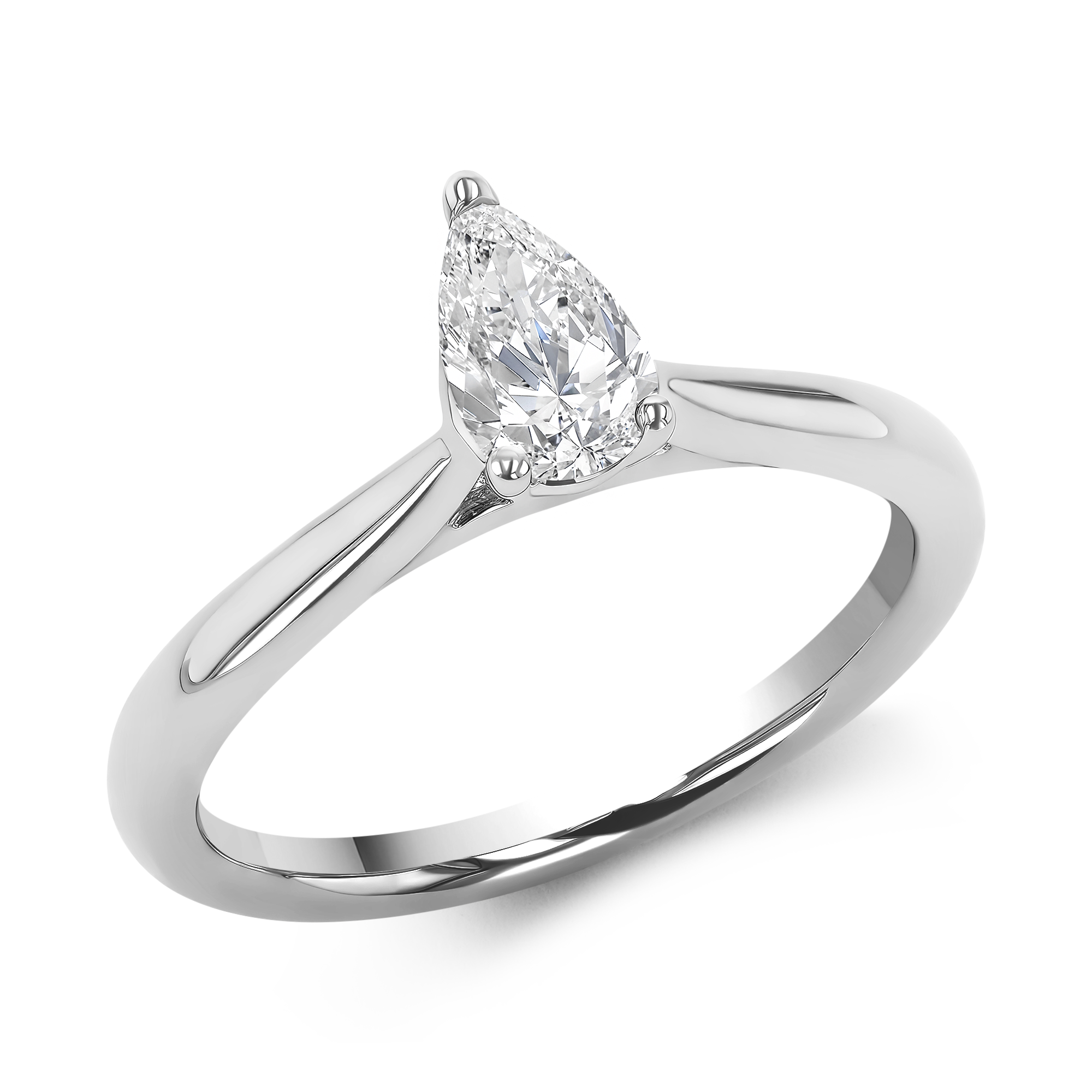 Gaia 0.50ct Diamond Solitaire Ring Pear Cut, Claw Set_1
