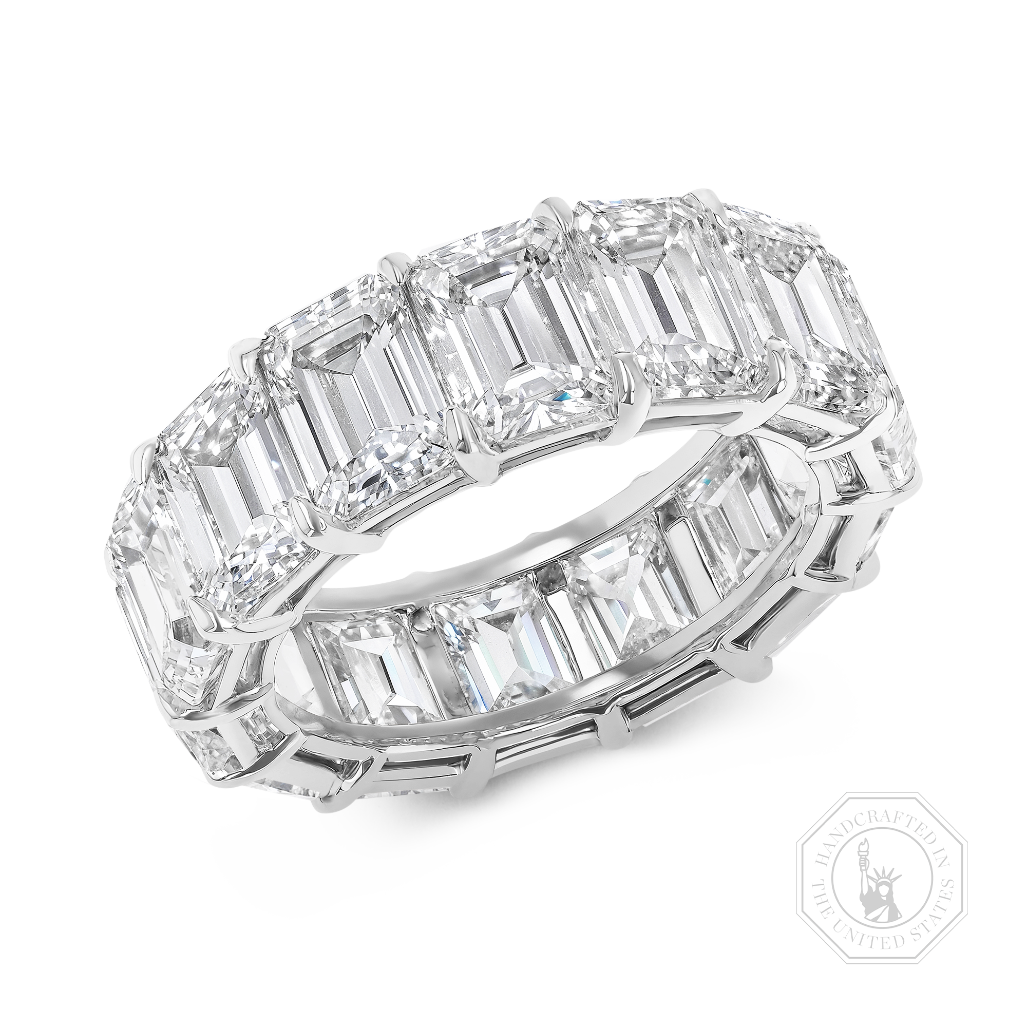 Emerald Cut 14.33cts Diamond Full Eternity Ring Emerald Cut, Claw Set_1