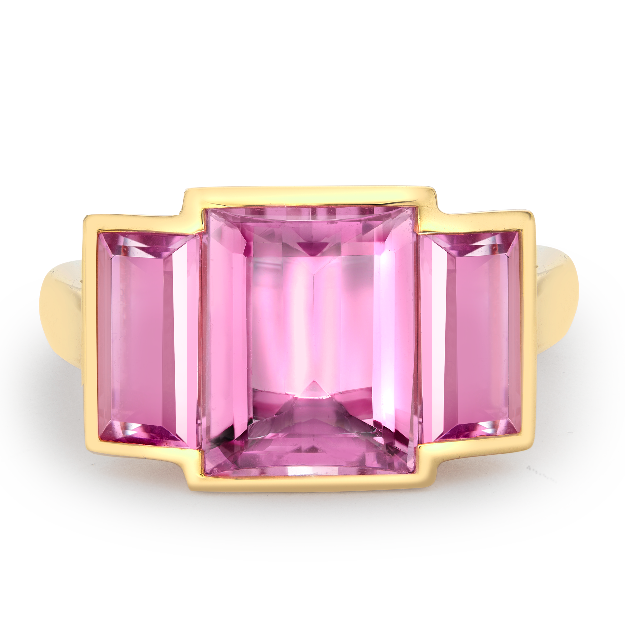 Kingdom Pink Tourmaline Ring Baguette Cut, Rubover Set_2