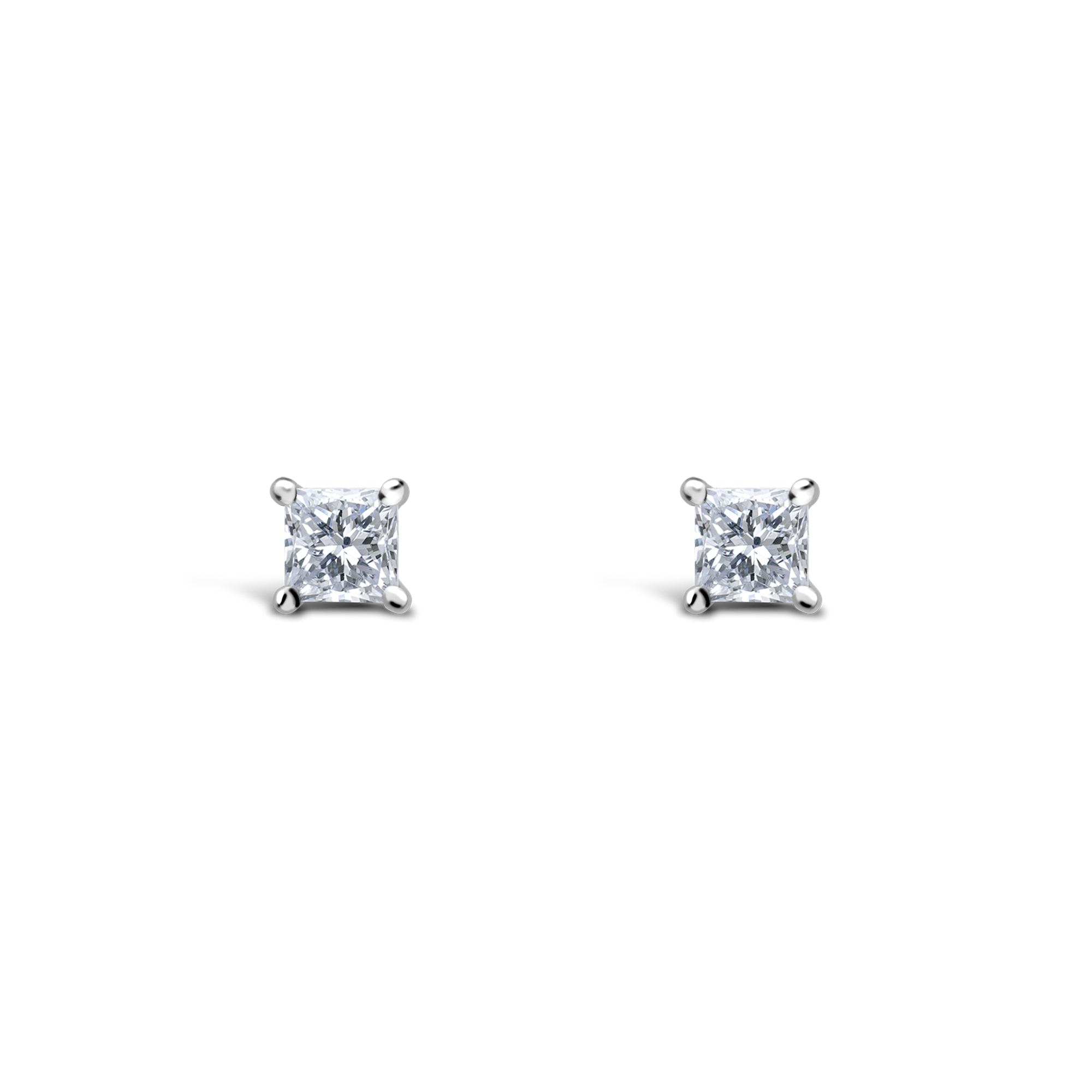 Princess Cut Diamond Stud Earrings Princess Cut, Claw Set_1