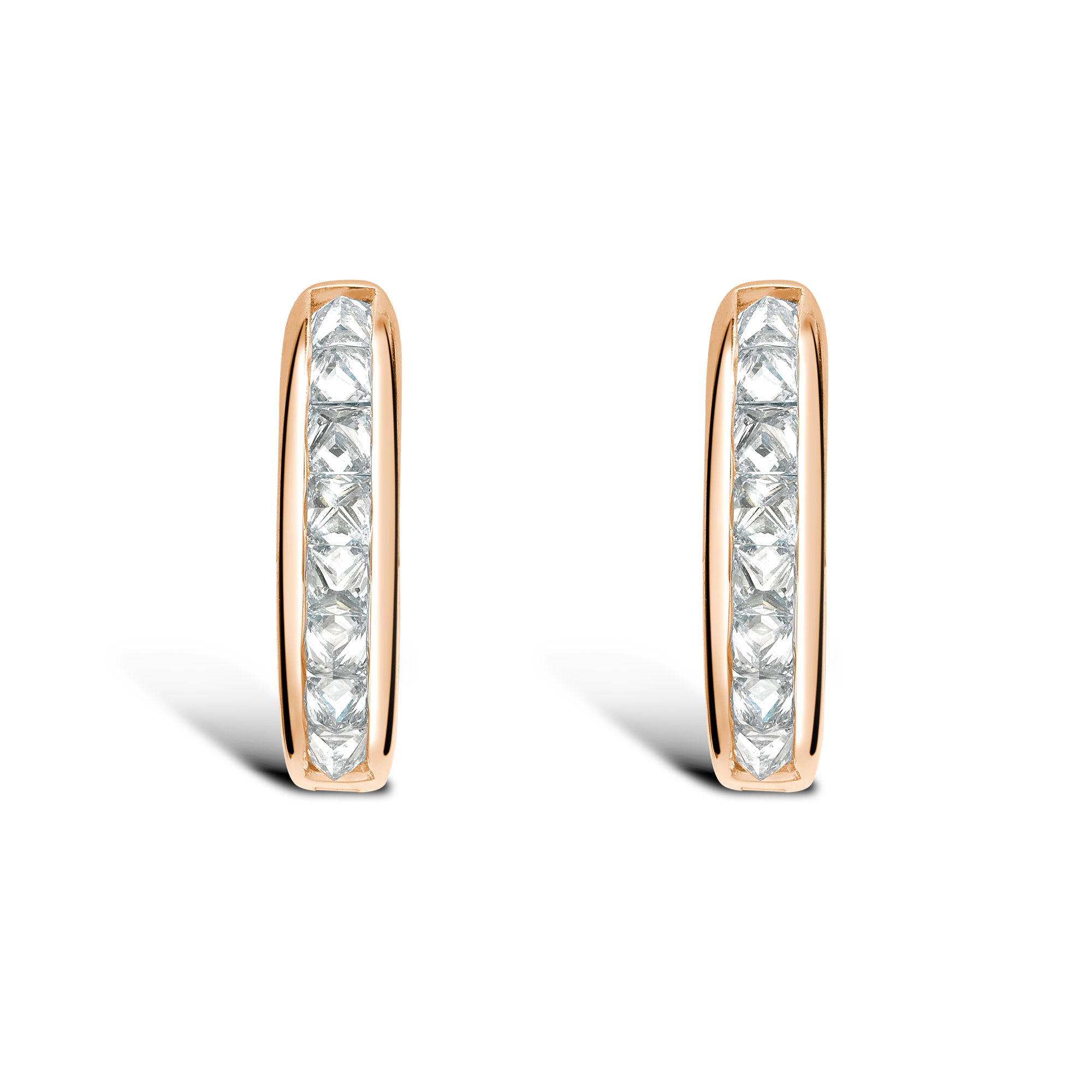 RockChic Diamond Hoop Earrings Princess Cut, Channel Set_2