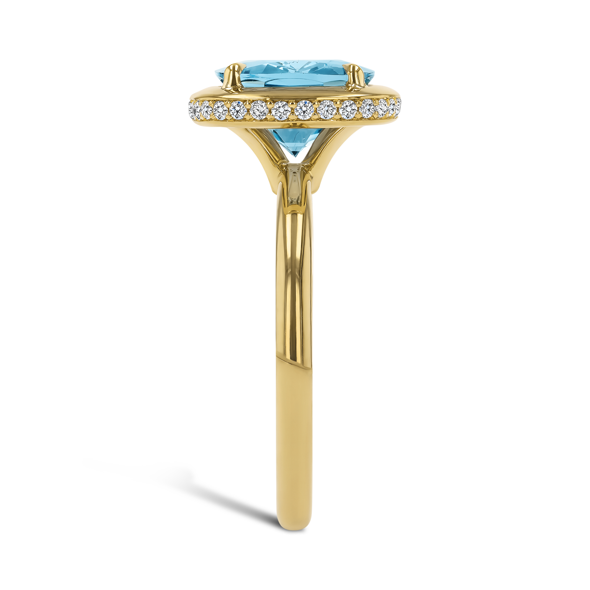 Skimming Stone 3.09ct Aquamarine and Diamond Solitaire Ring Cushion Cut, Claw Set_4