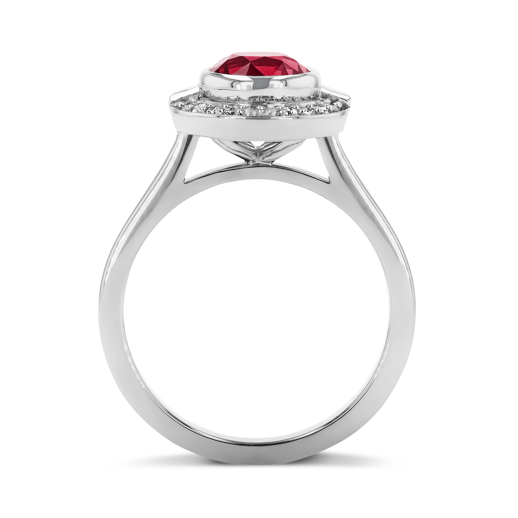 Mozambique 3.01ct Ruby and Diamond Cluster Ring Oval Cut, Rubover Set_3