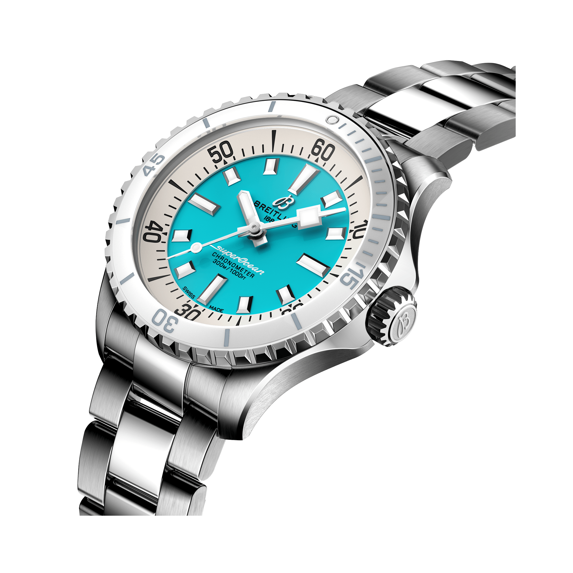Breitling Superocean Automatic 36 36mm, Turquoise Dial, Arabic & Baton Numerals_3