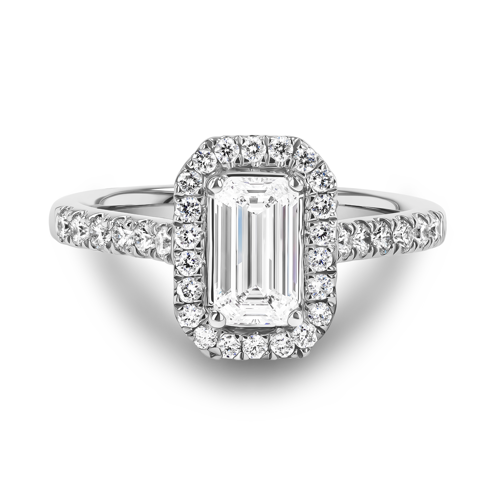 Celestial 0.30ct Emerald Cut Diamond Cluster Ring Emerald Cut, Claw Set_2