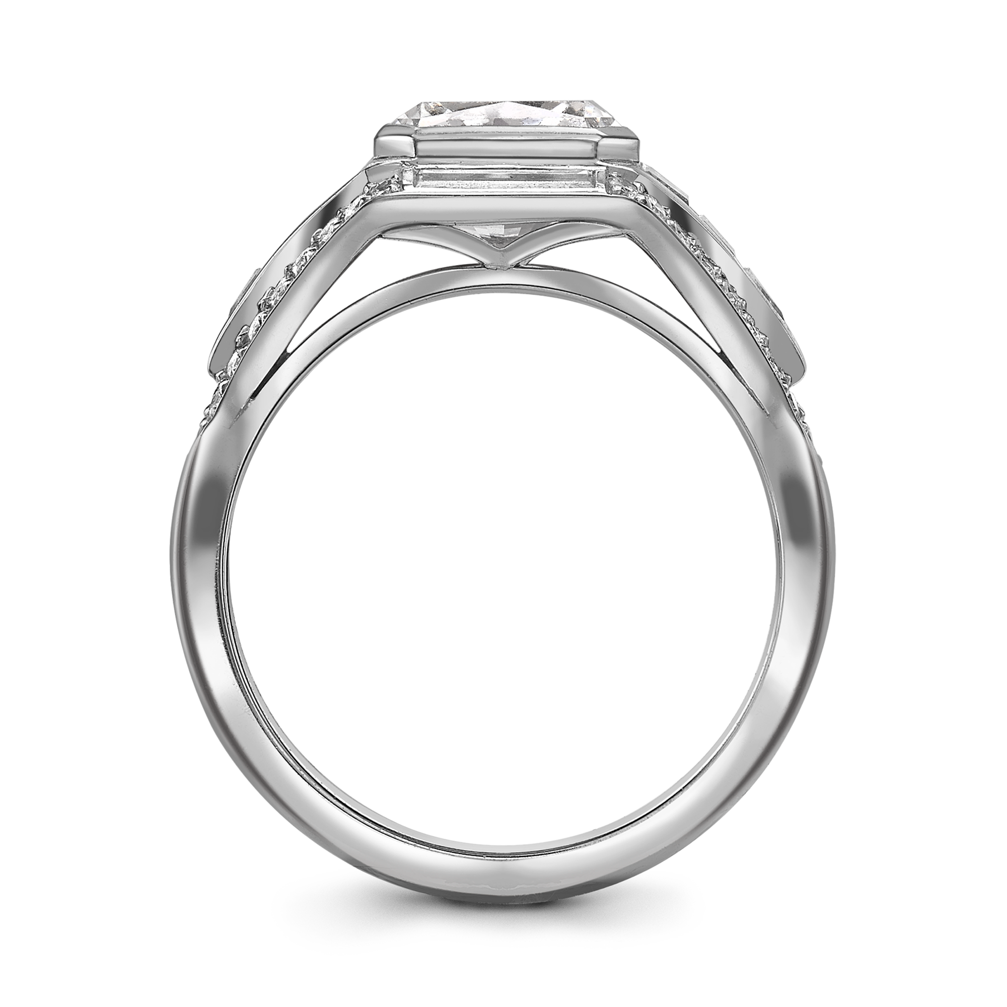 Masterpiece Astoria Setting Radiant Cut Diamond Ring Radiant Cut with Diamond Shoulders_3