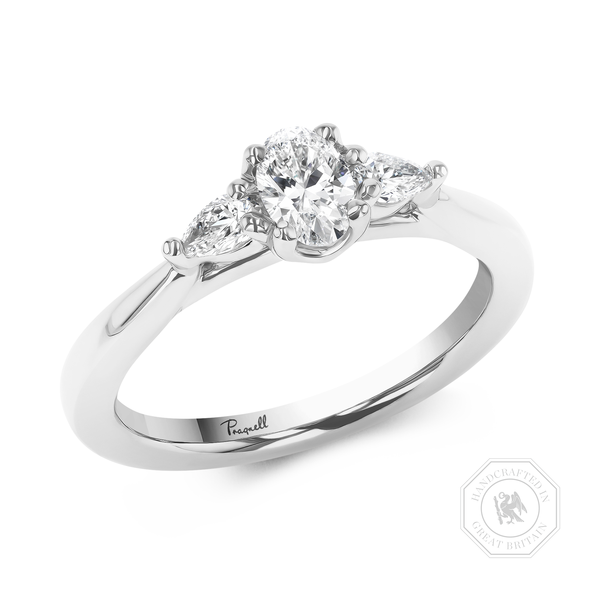 Classic 0.31ct Oval Cut Diamond Three Stone Ring Oval Cut, Claw Set_1