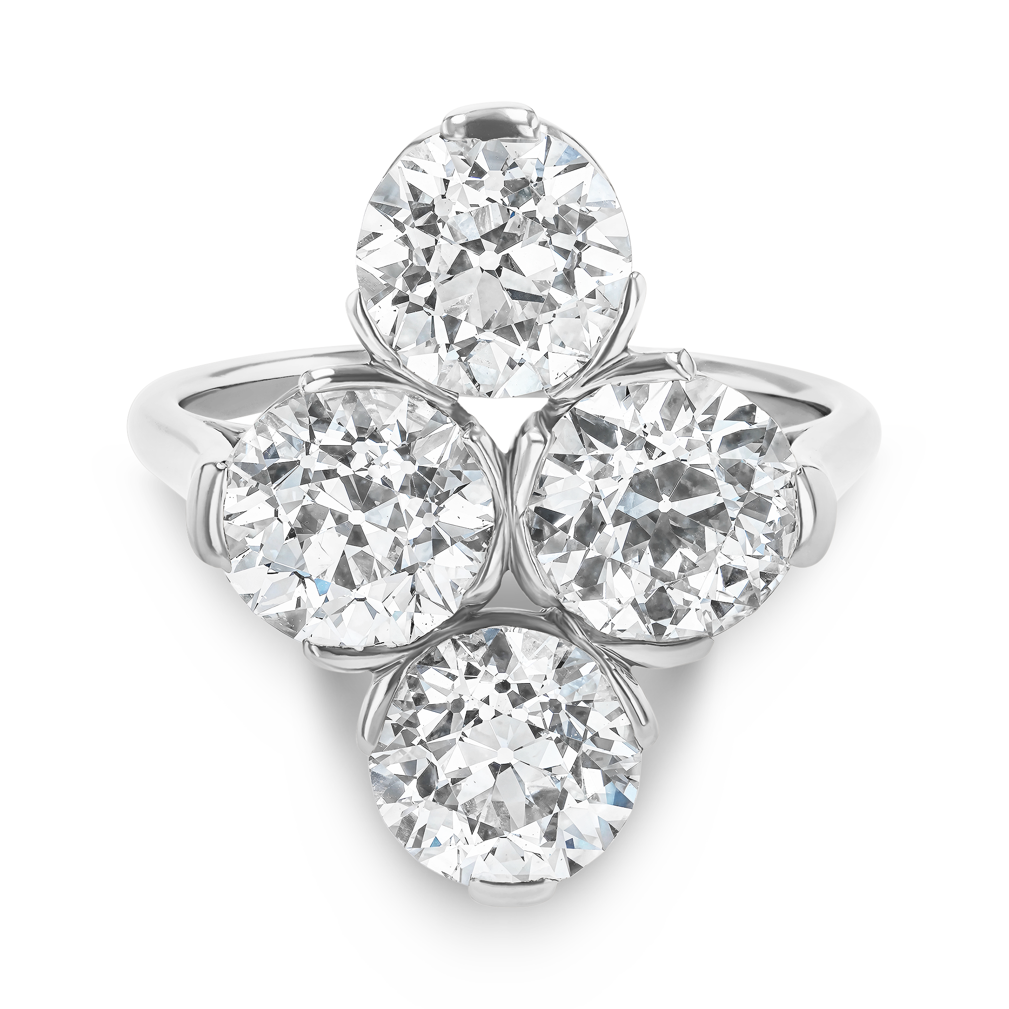 Cartier Old Cut 4.20ct Four Stone Diamond Ring Old Cut, Rubover Set_2