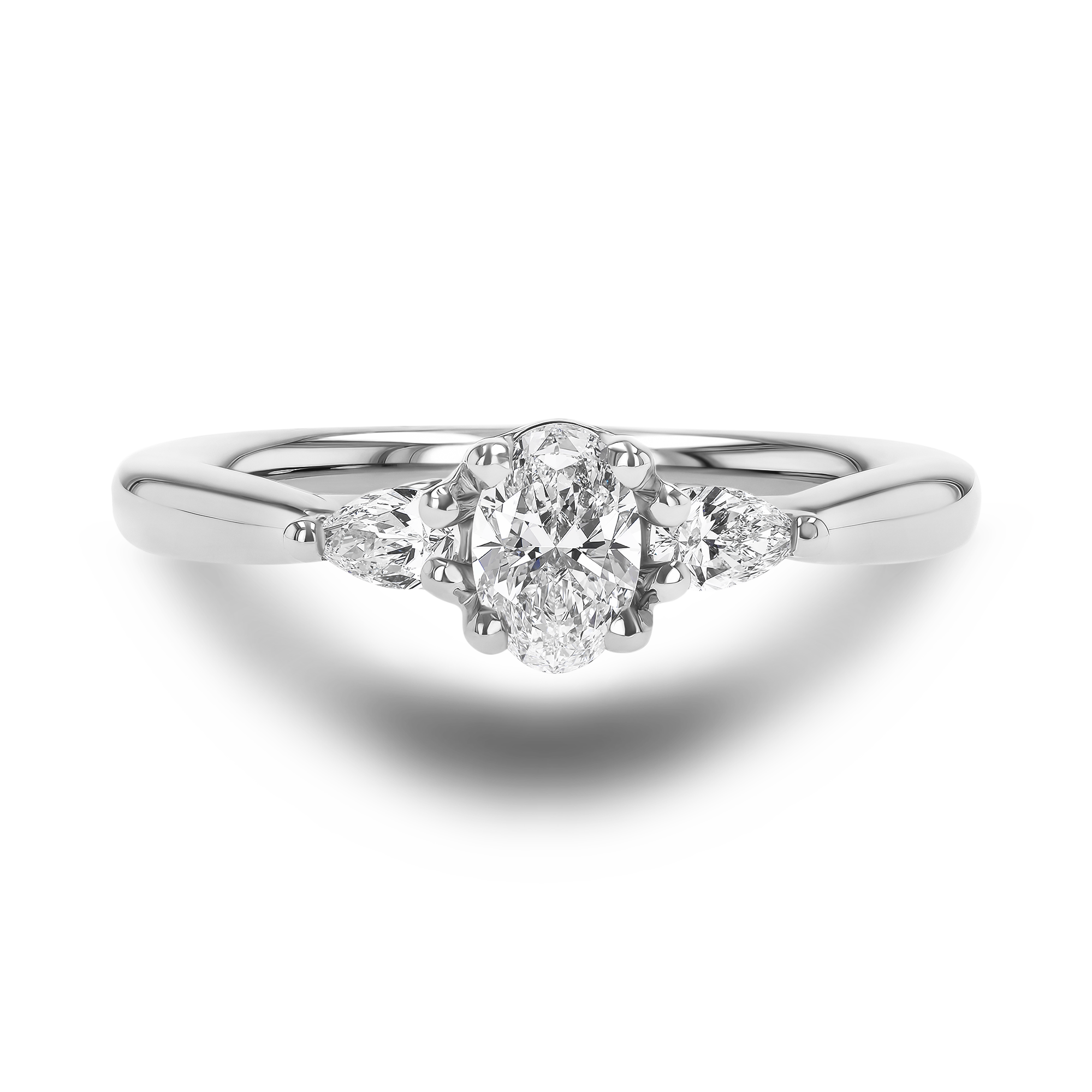 Classic 0.31ct Oval Cut Diamond Three Stone Ring Oval Cut, Claw Set_2