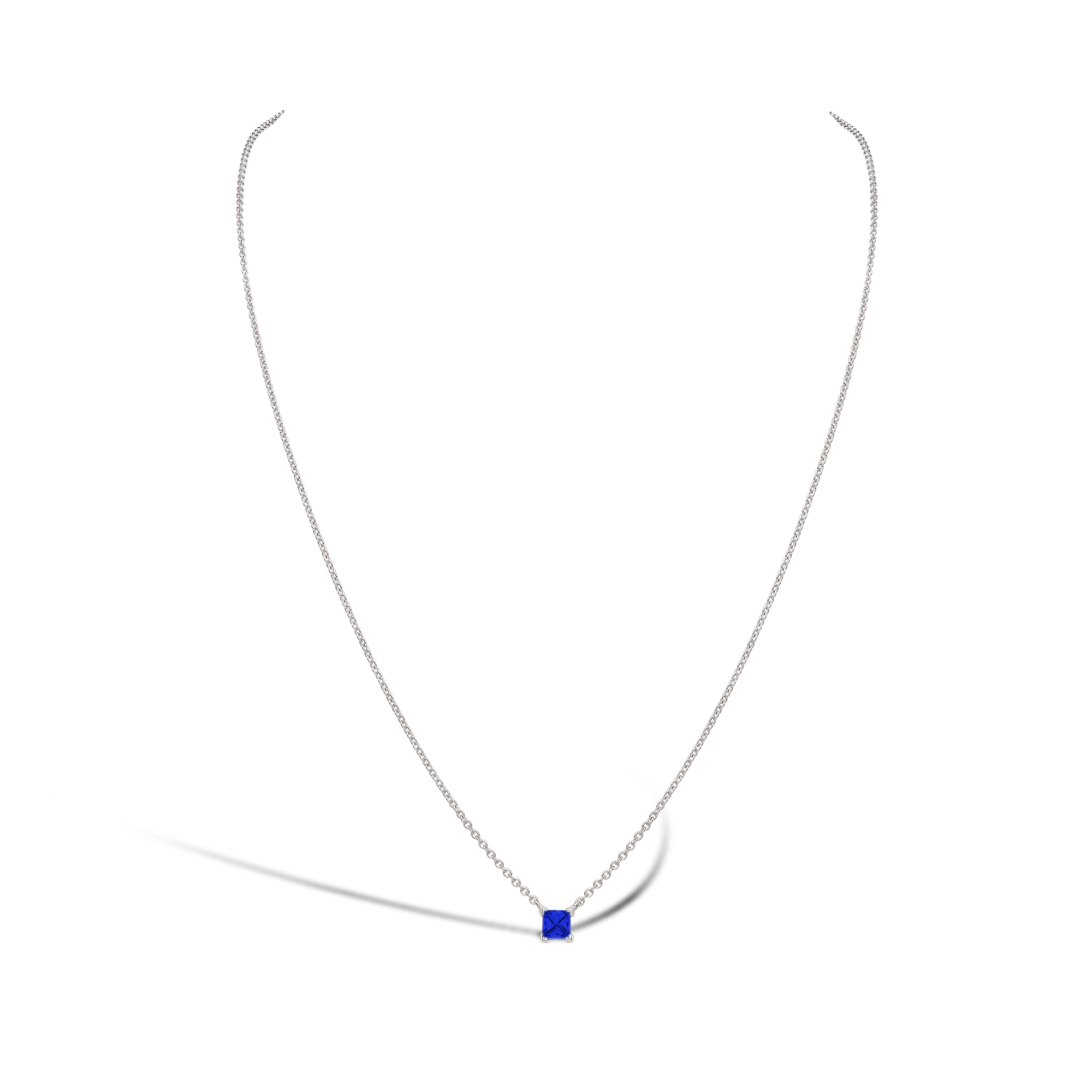 RockChic Sapphire Solitaire Necklace Princess Cut, Claw Set_2
