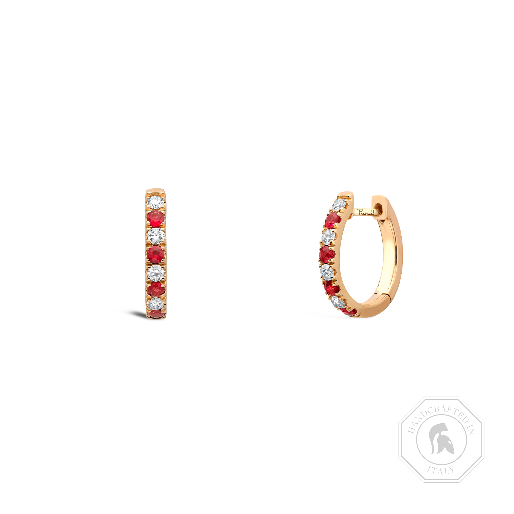 Ruby & Diamond Half Hoop Earrings Brilliant cut, Claw set_1